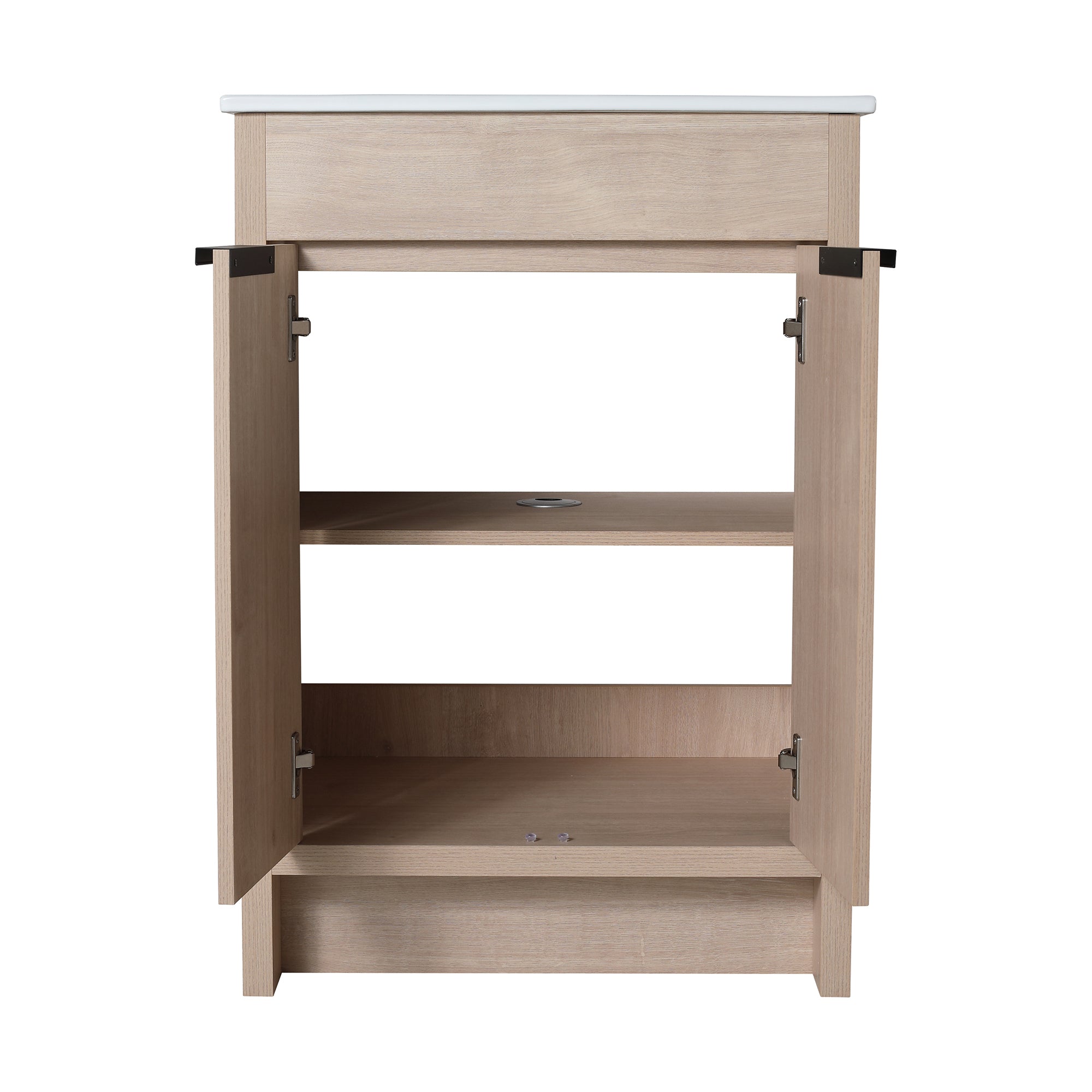 24 in. Freestanding Plywood Bathroom Vanity Set in Plain Light Oak with Integrated Sink