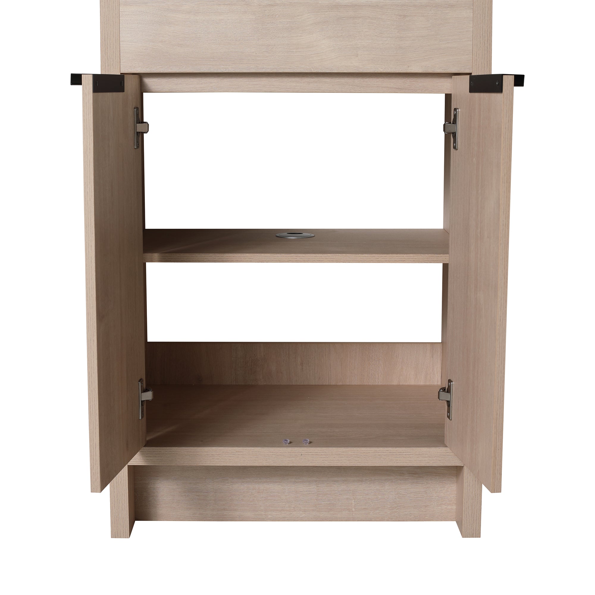 24 in. Freestanding Plywood Bathroom Vanity Set in Plain Light Oak with Integrated Sink