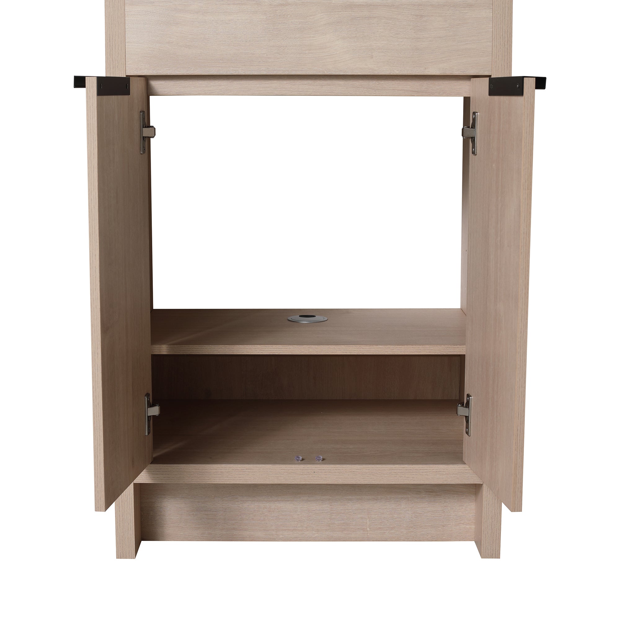 24 in. Freestanding Plywood Bathroom Vanity Set in Plain Light Oak with Integrated Sink