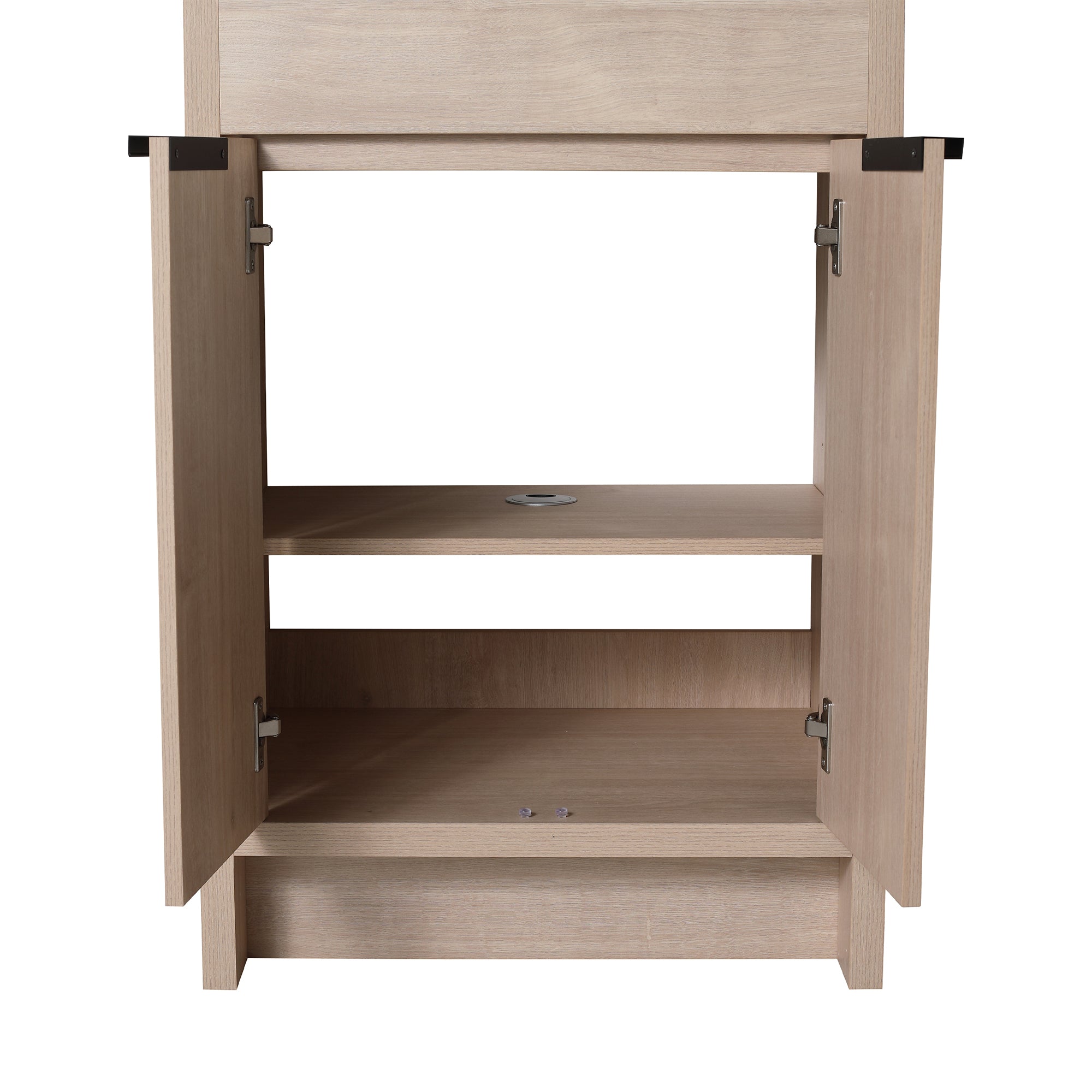 24 in. Freestanding Plywood Bathroom Vanity Set in Plain Light Oak with Integrated Sink