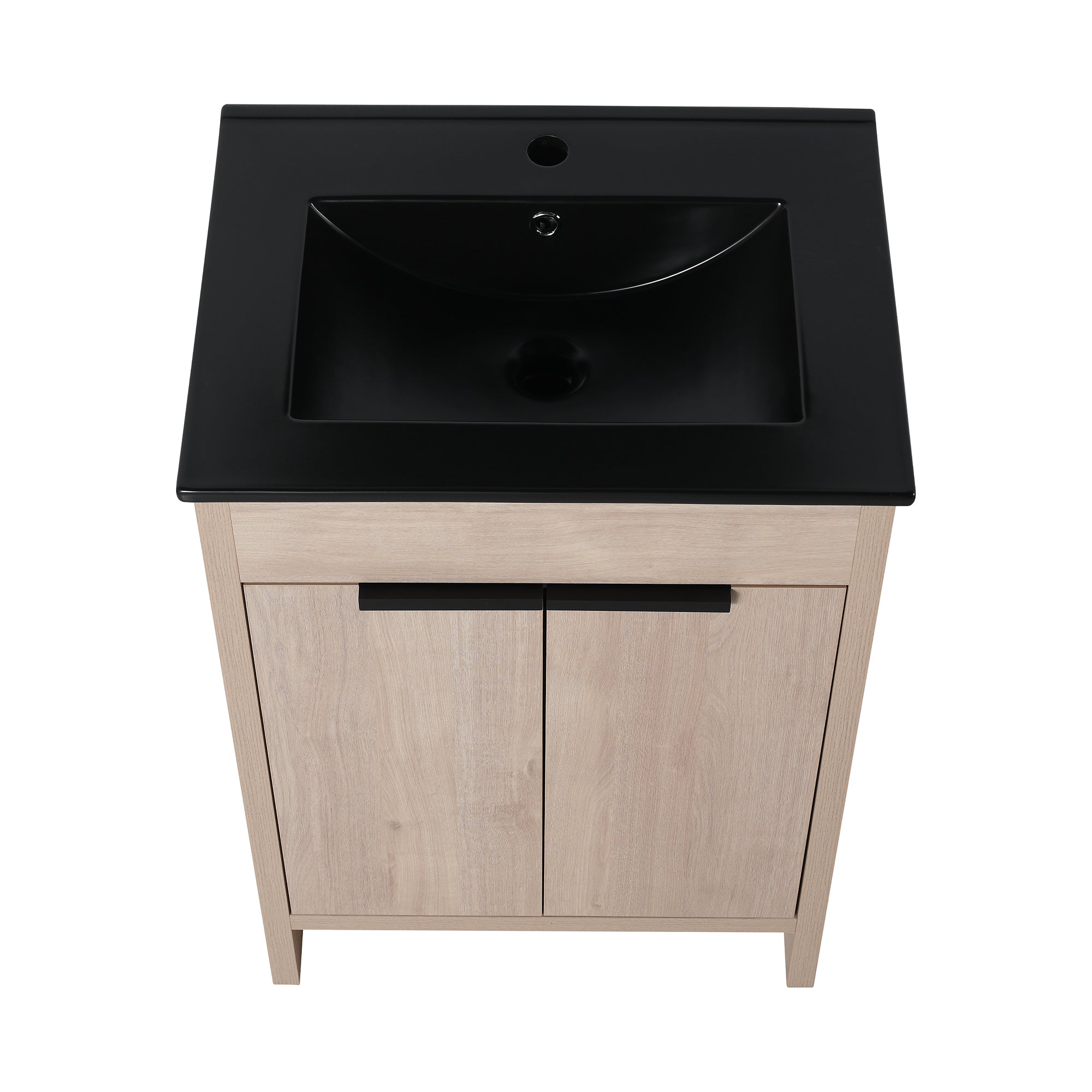 24 in. Freestanding Plywood Bathroom Vanity Set in Plain Light Oak with Integrated Sink