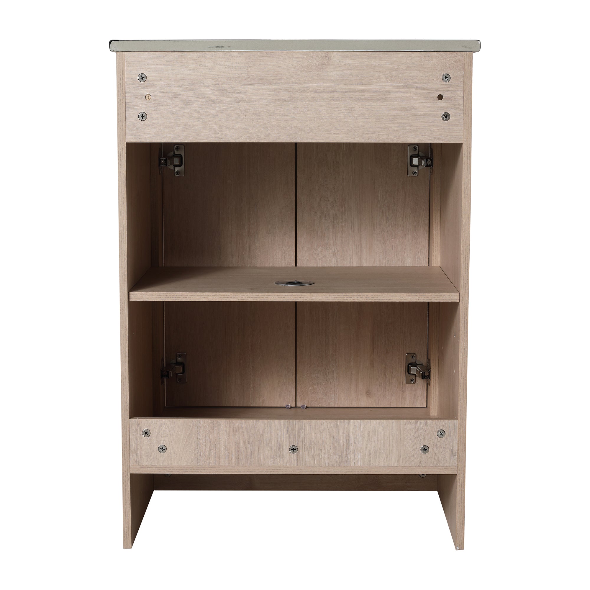 24 in. Freestanding Plywood Bathroom Vanity Set in Plain Light Oak with Integrated Sink