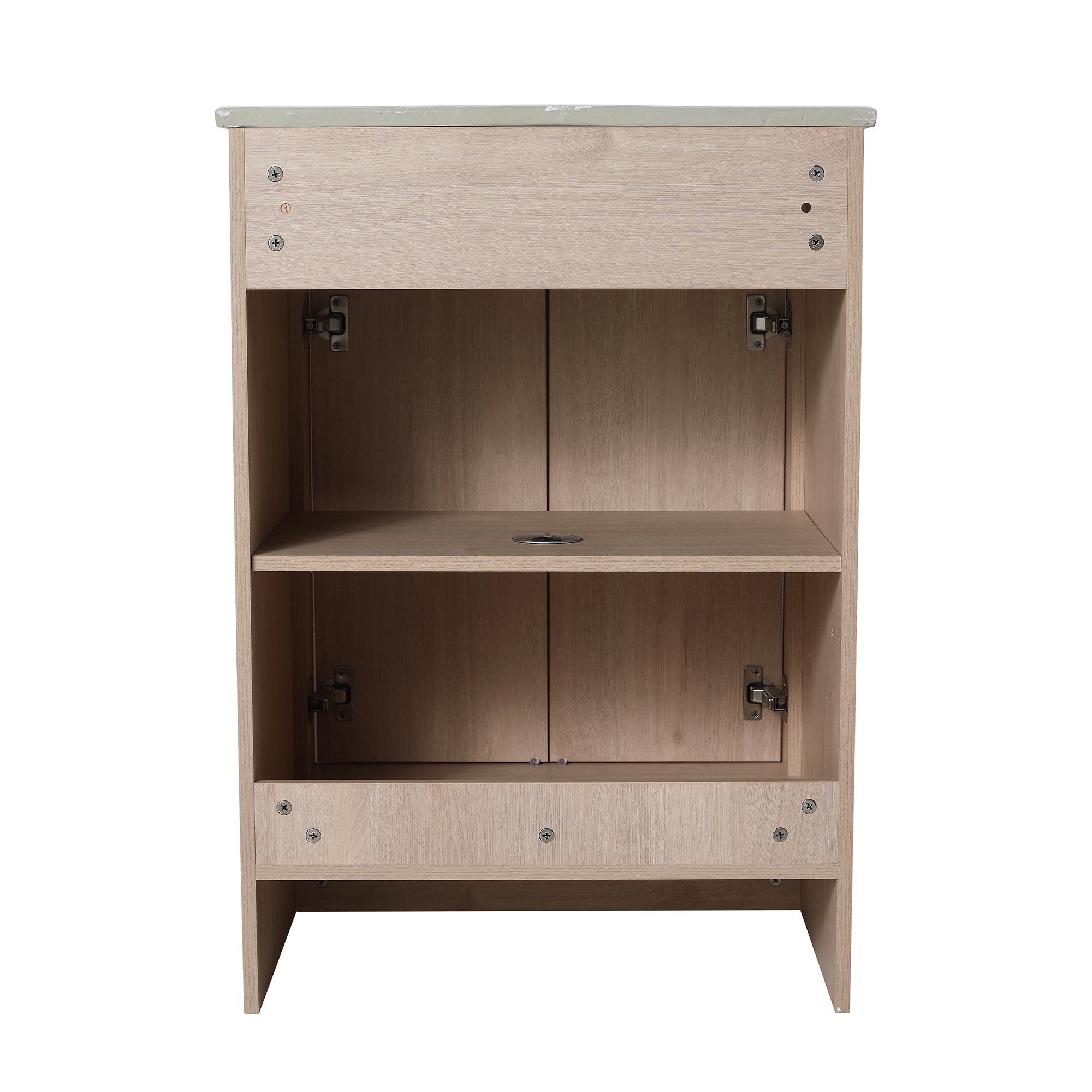 24 in. Freestanding Plywood Bathroom Vanity Set in Plain Light Oak with Integrated Sink