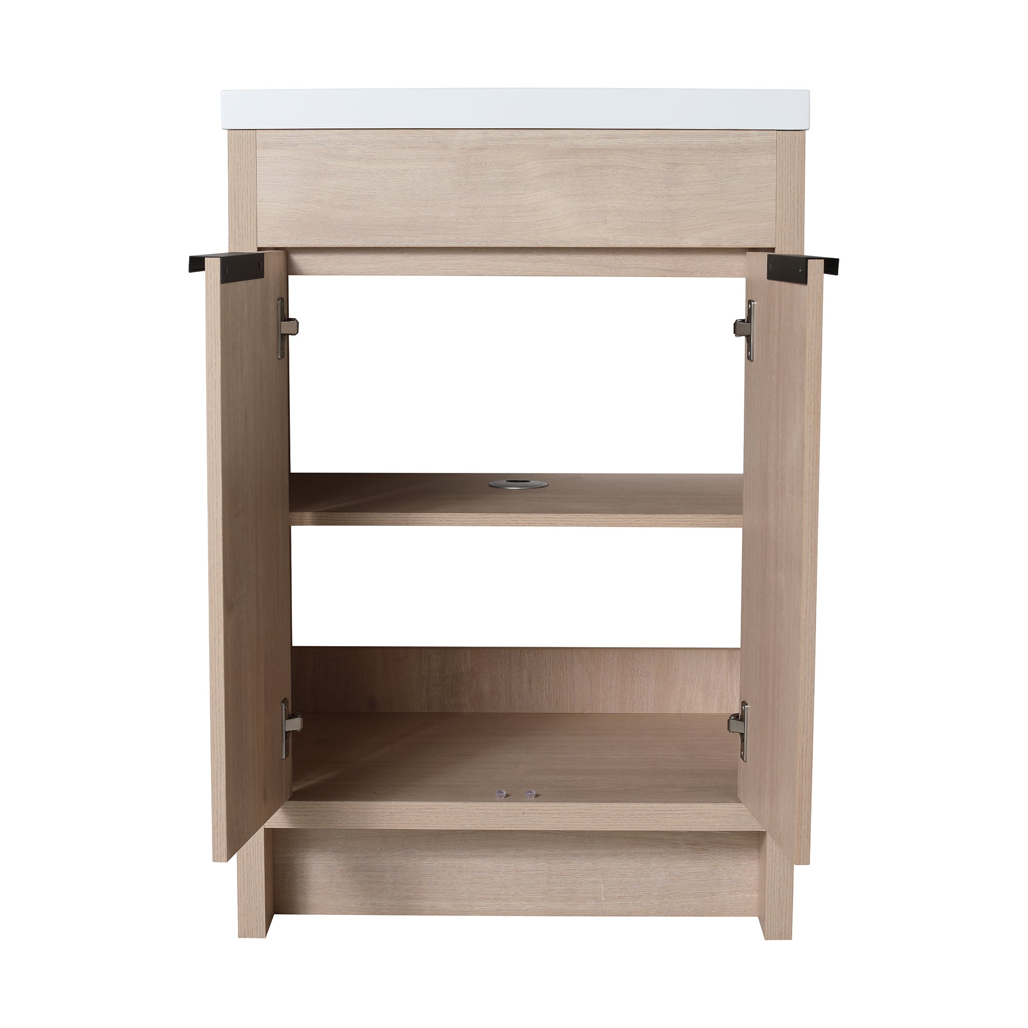 24 in. Freestanding Plywood Bathroom Vanity Set in Plain Light Oak with Integrated Sink