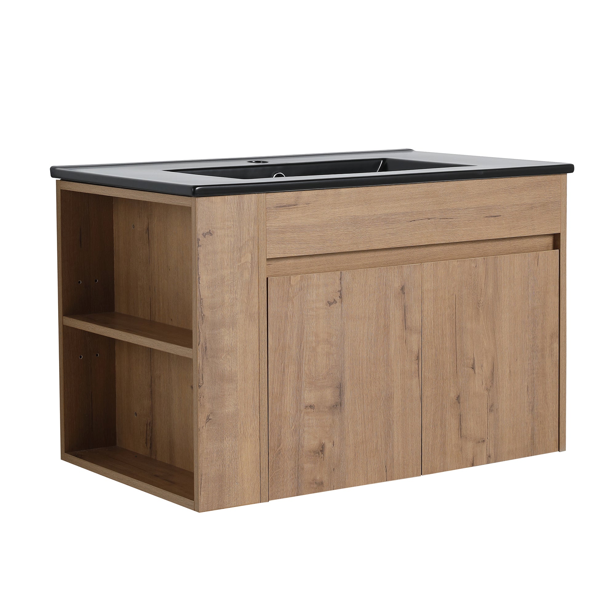 30 inch Plywood Wall-Mounted Bathroom Vanity Set with Integrated Ceramic Sink