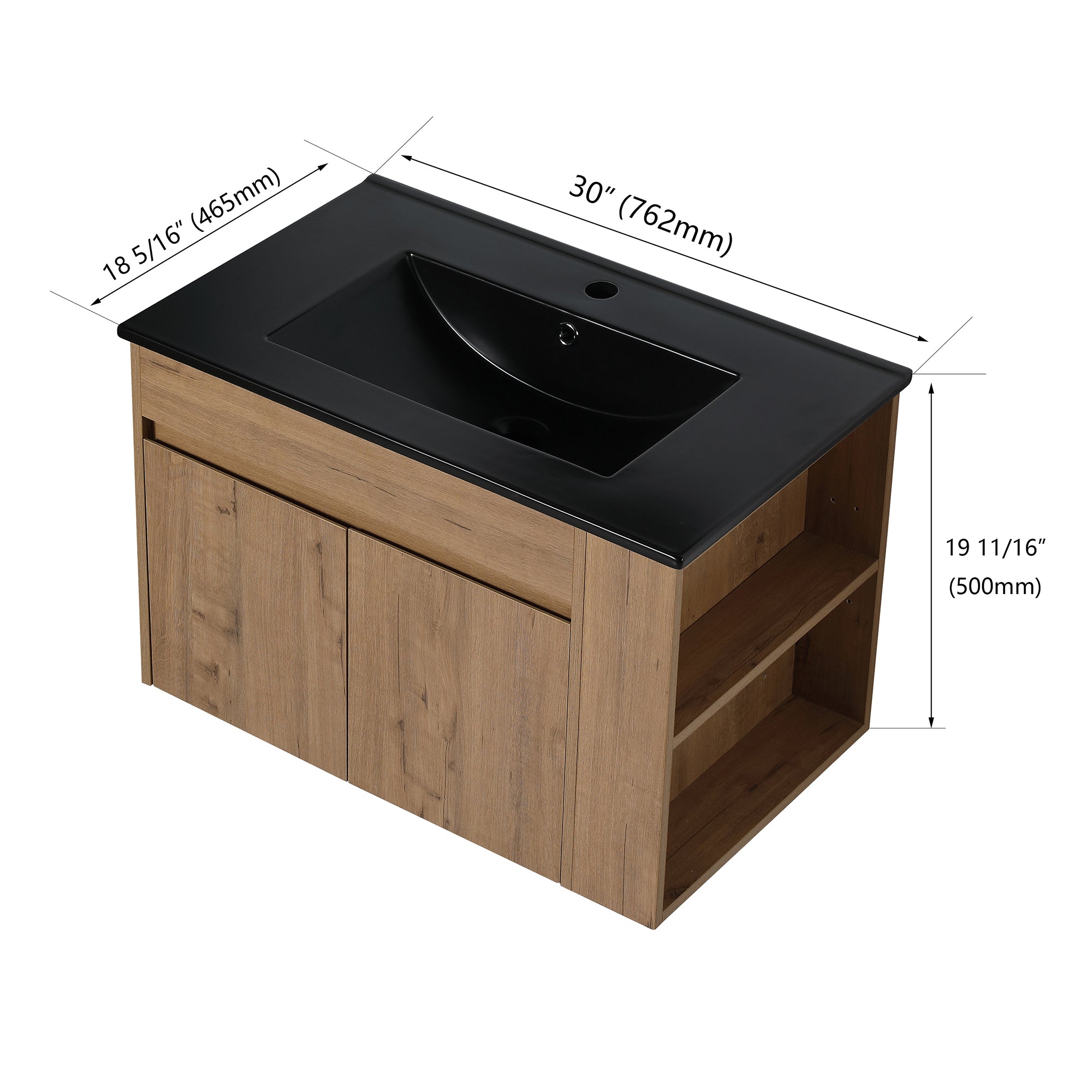 30 inch Plywood Wall-Mounted Bathroom Vanity Set with Integrated Ceramic Sink