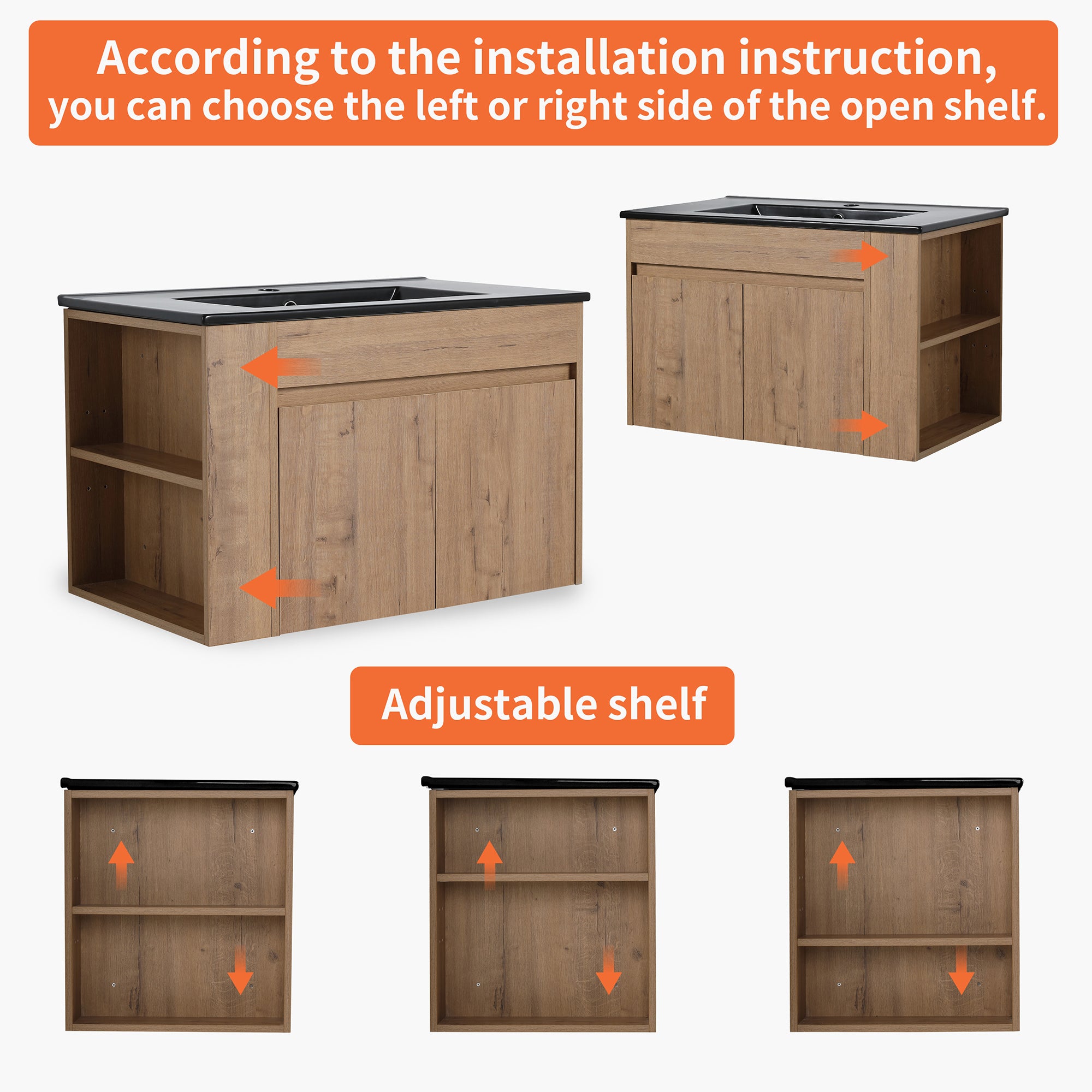 30 inch Plywood Wall-Mounted Bathroom Vanity Set with Integrated Ceramic Sink