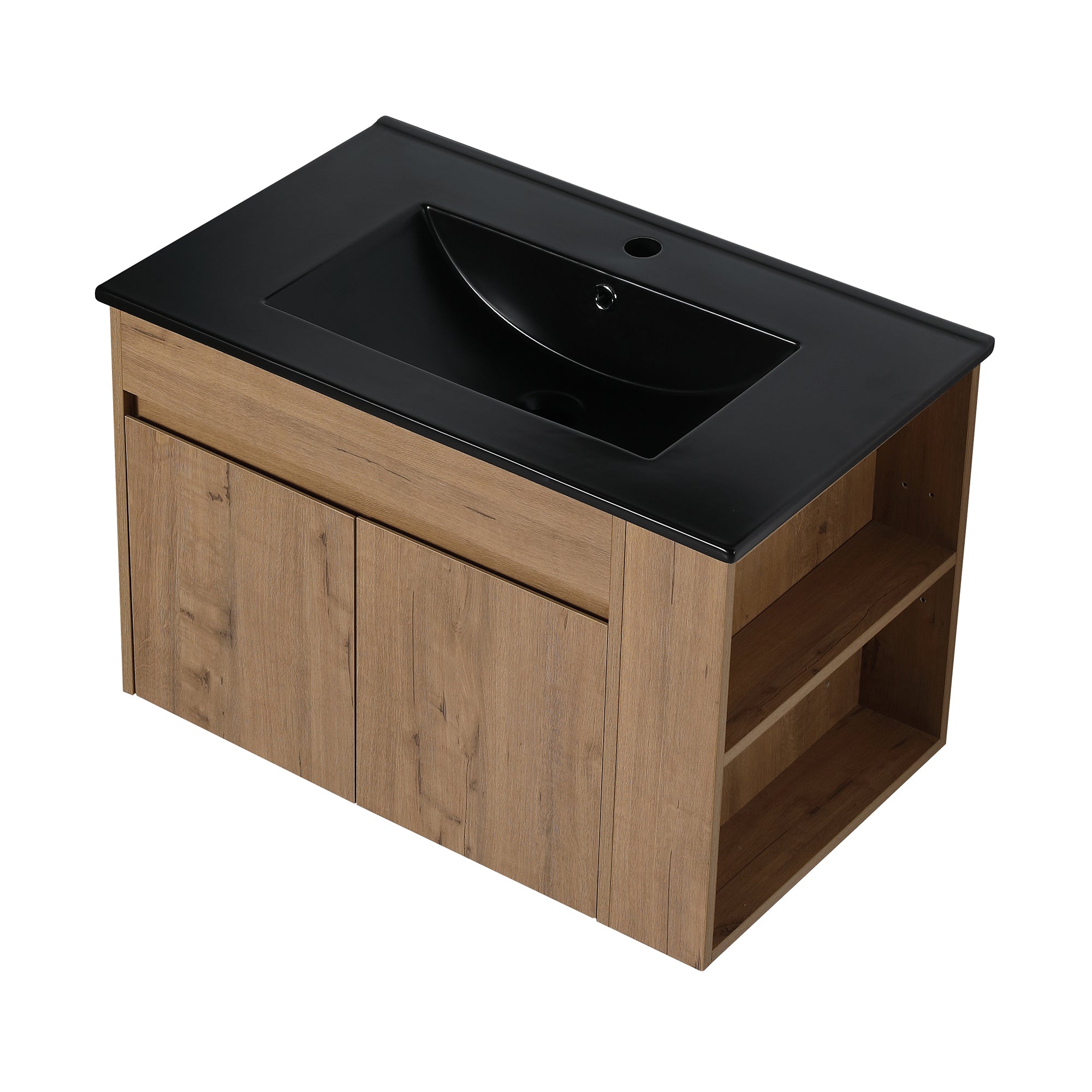 30 inch Plywood Wall-Mounted Bathroom Vanity Set with Integrated Ceramic Sink