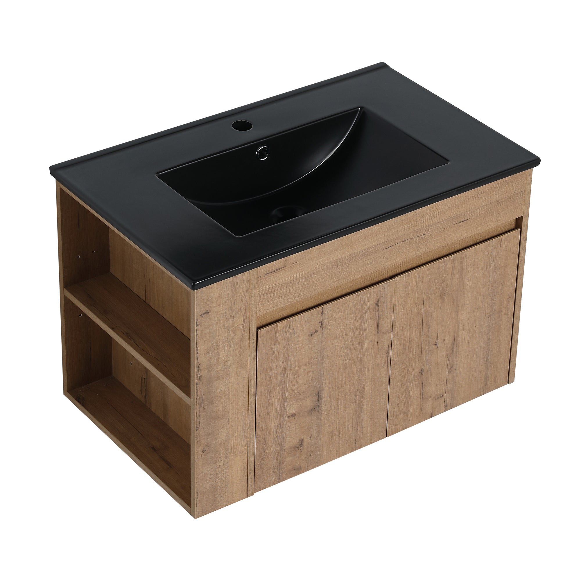 30 inch Plywood Wall-Mounted Bathroom Vanity Set with Integrated Ceramic Sink