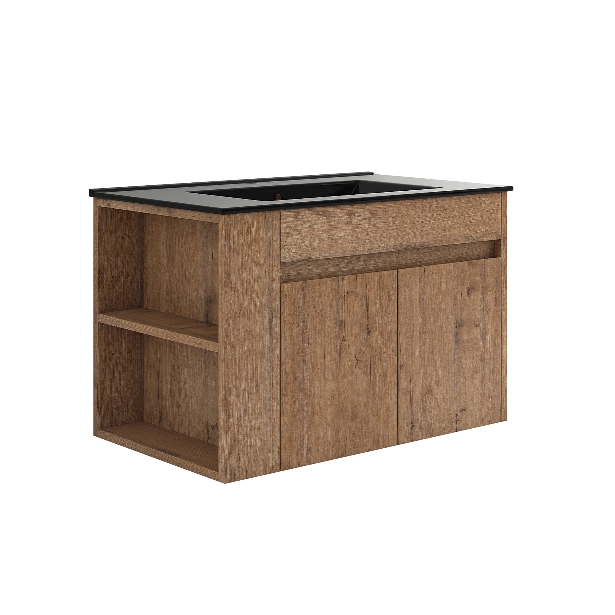 30 inch Plywood Wall-Mounted Bathroom Vanity Set with Integrated Ceramic Sink
