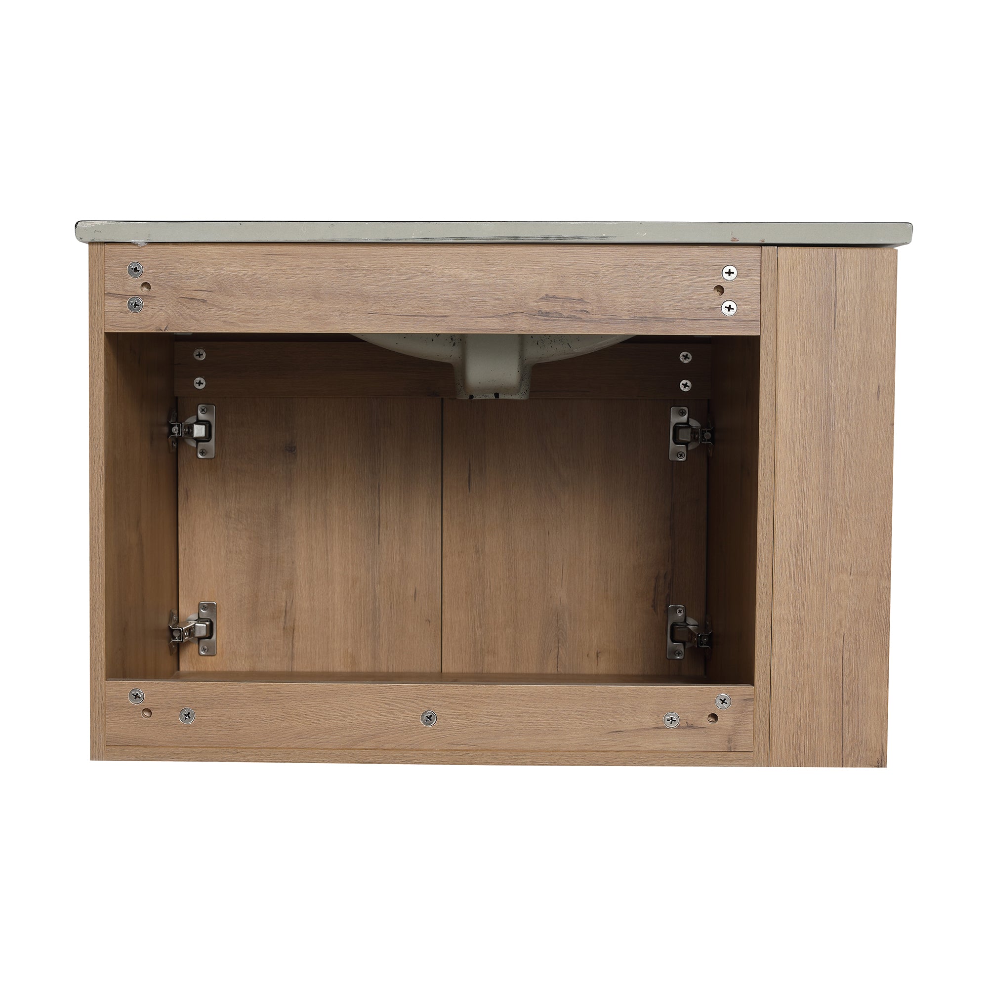 30 inch Plywood Wall-Mounted Bathroom Vanity Set with Integrated Ceramic Sink