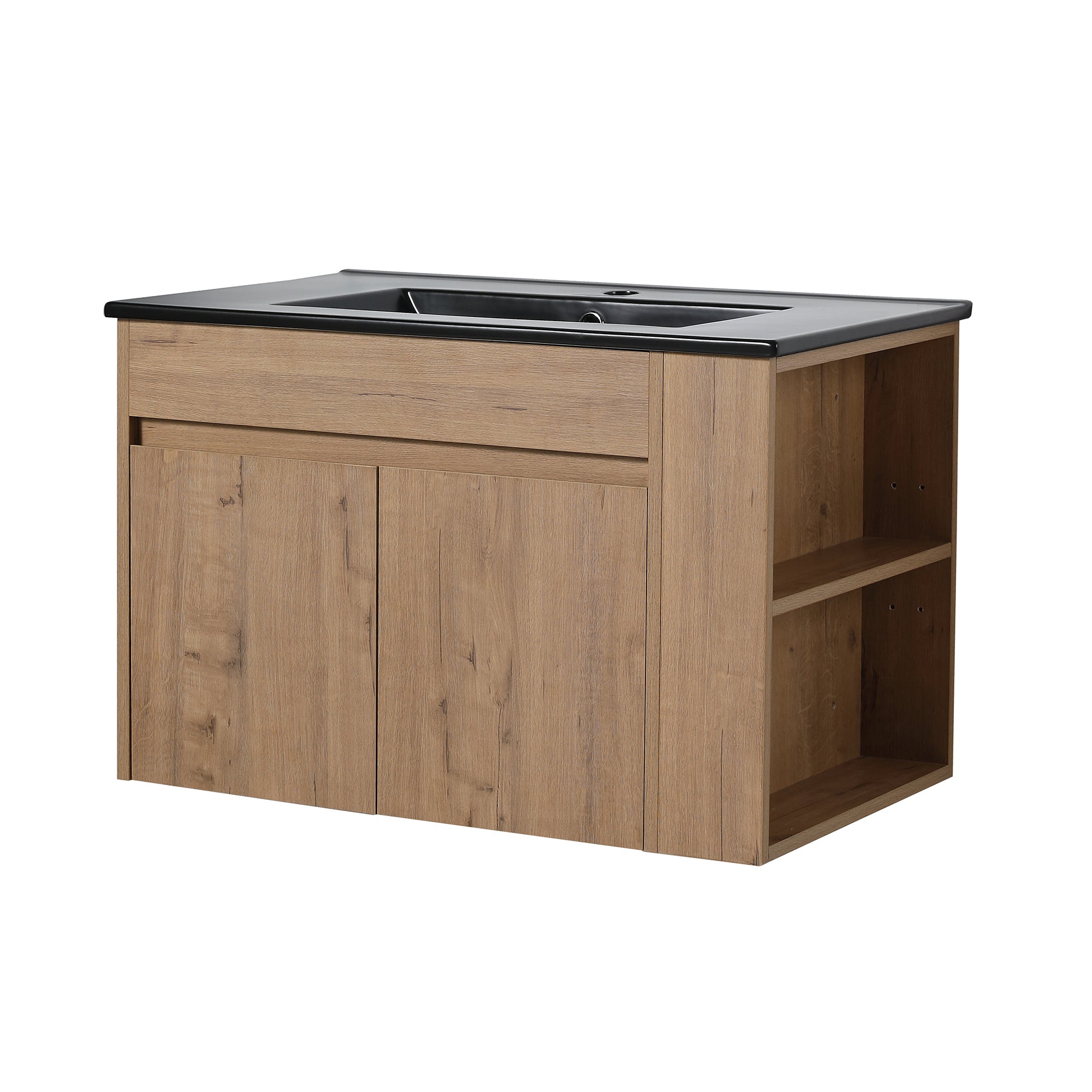 30 inch Plywood Wall-Mounted Bathroom Vanity Set with Integrated Ceramic Sink
