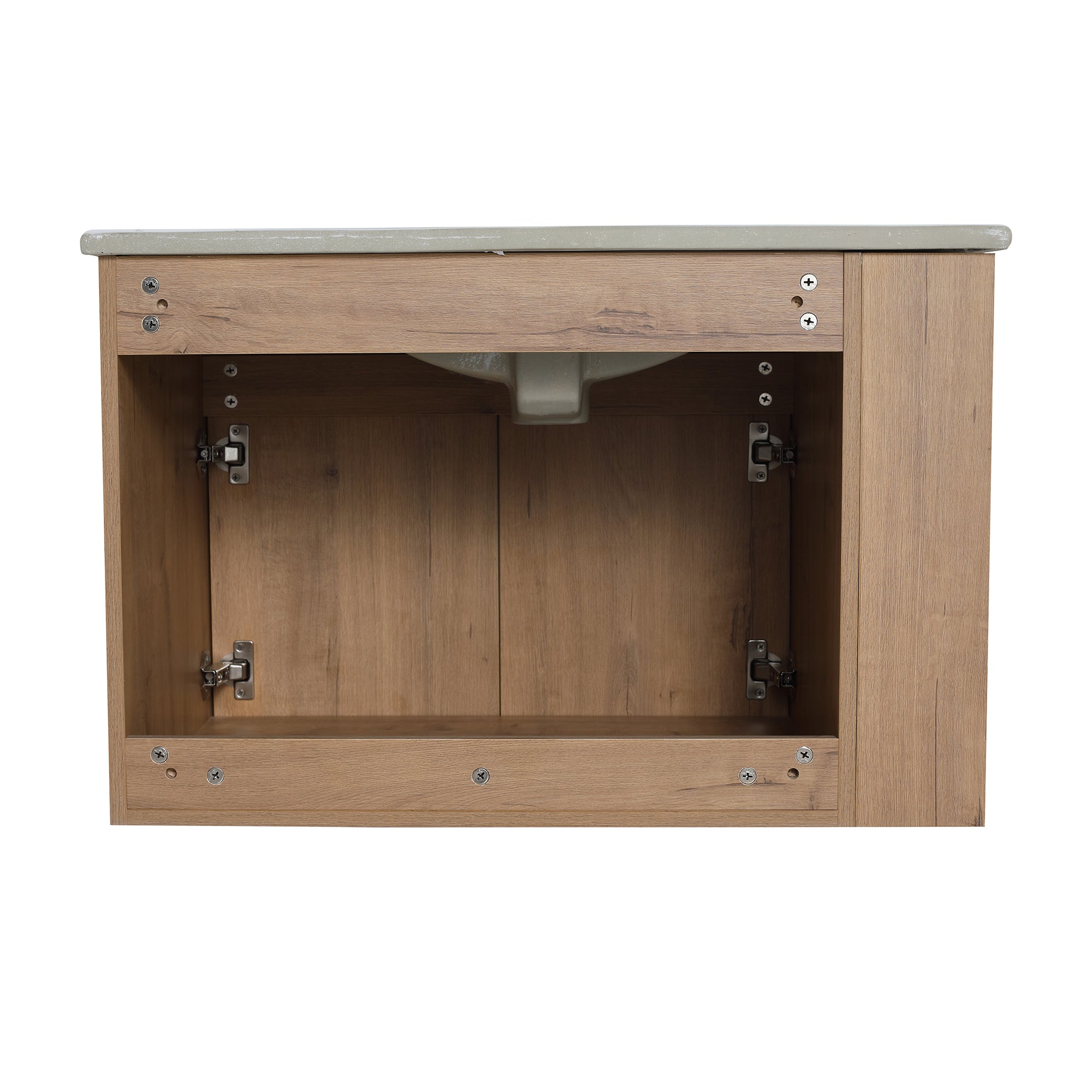 30 inch Plywood Wall-Mounted Bathroom Vanity Set with Integrated Ceramic Sink