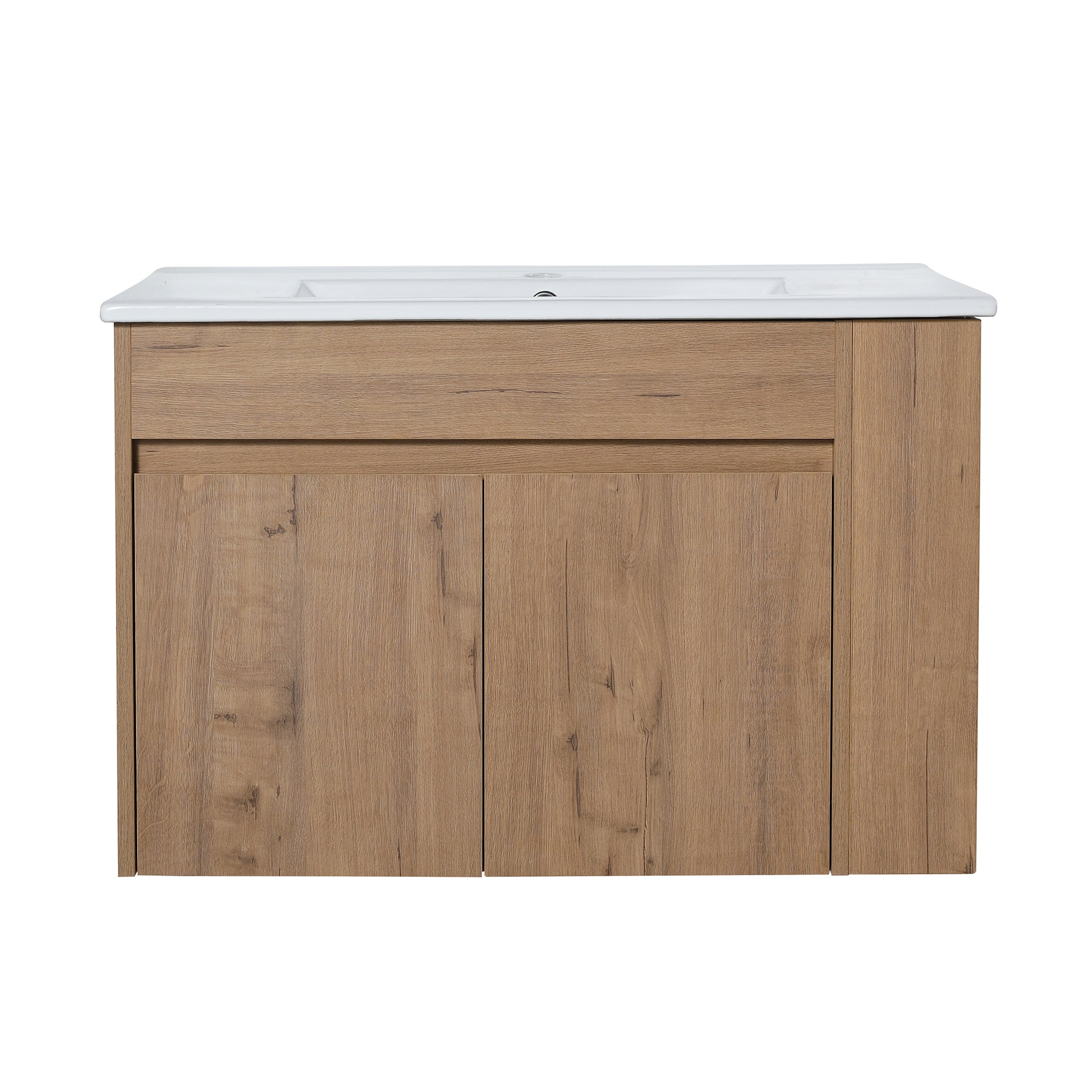 30 inch Plywood Wall-Mounted Bathroom Vanity Set with Integrated Ceramic Sink