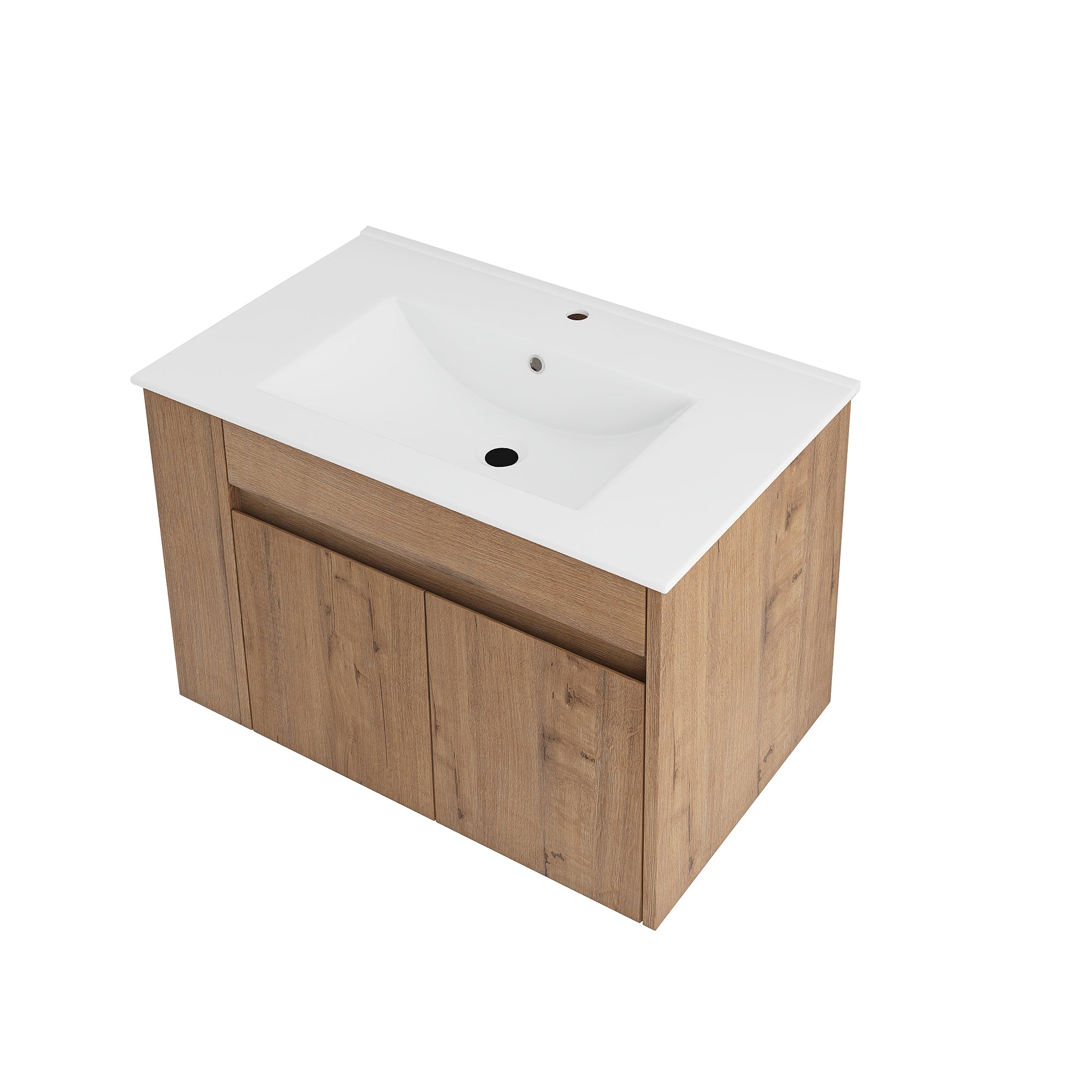 30 inch Plywood Wall-Mounted Bathroom Vanity Set with Integrated Ceramic Sink