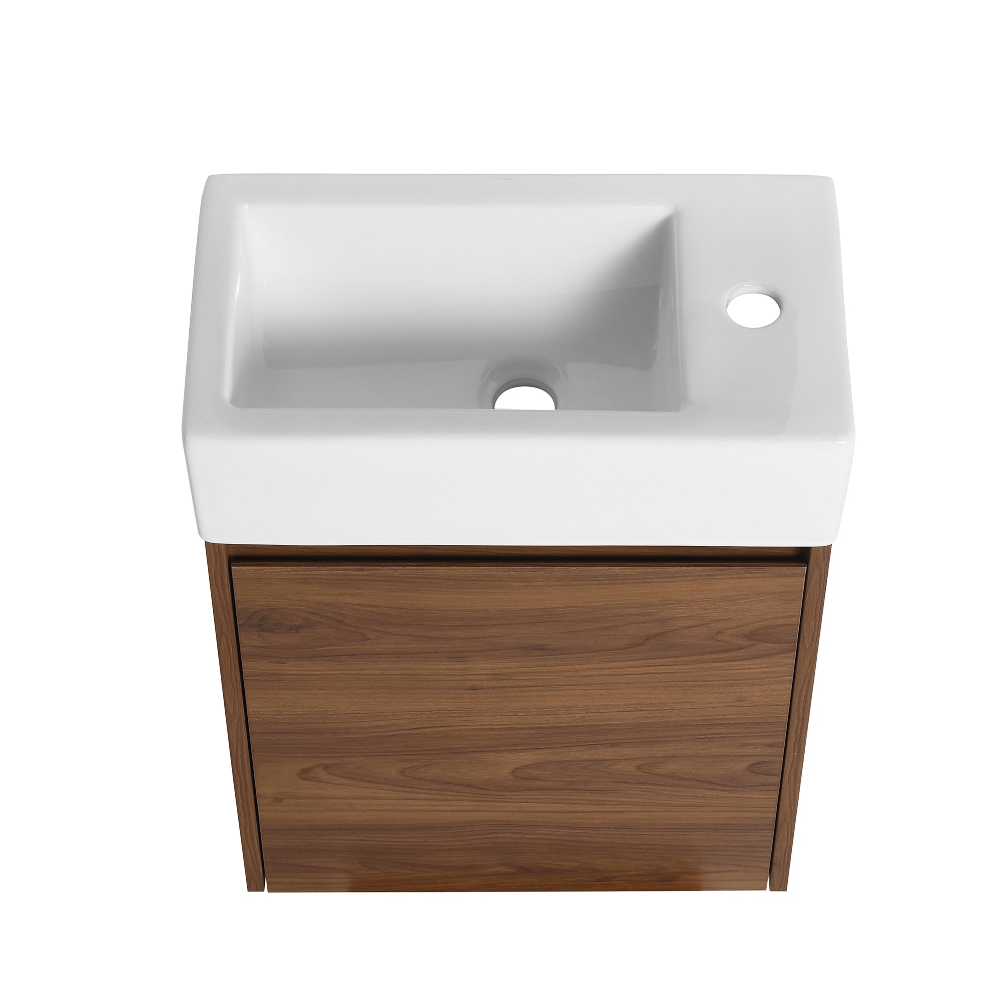 18 in. Plywood Wall Mounted Bathroom Vanity Set in Brown Ebony with Integrated Ceramic Sink