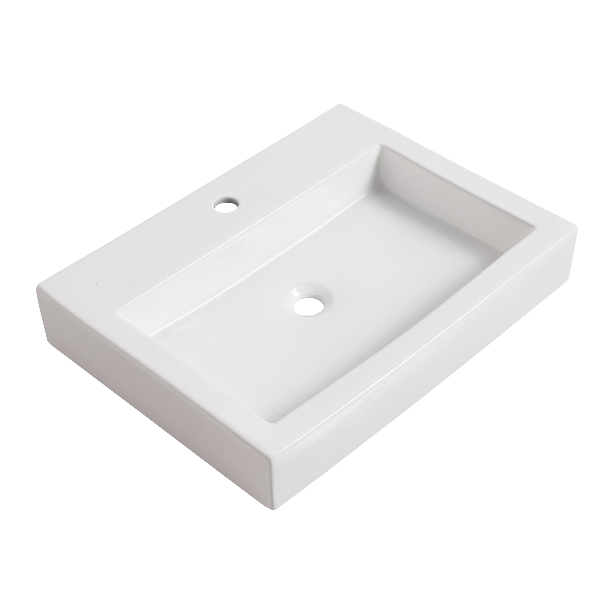 24 in. Plywood Freestanding Bathroom Vanity Set in White Oak with Integrated Ceramic Sink