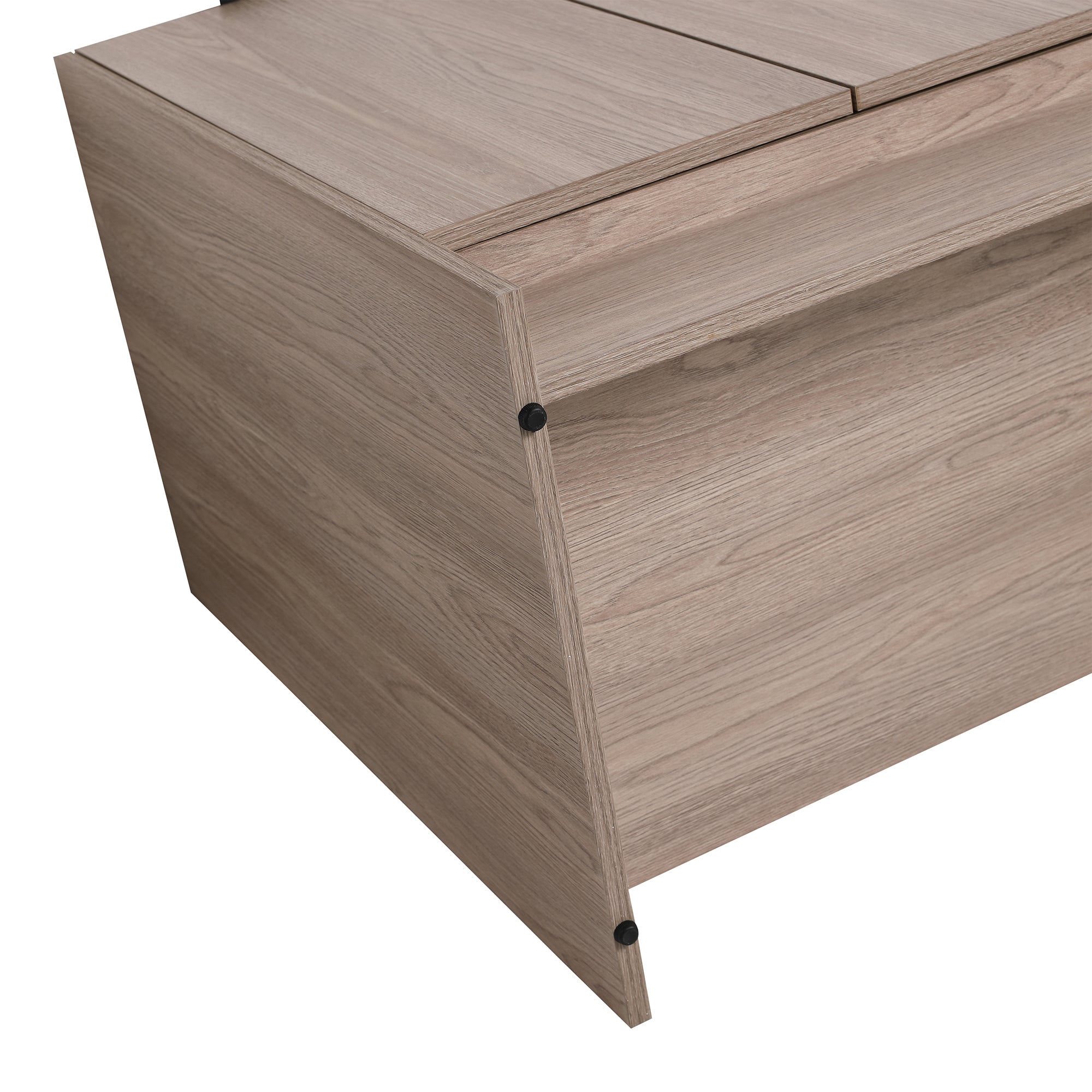 24 in. Plywood Freestanding Bathroom Vanity Set in White Oak with Integrated Ceramic Sink