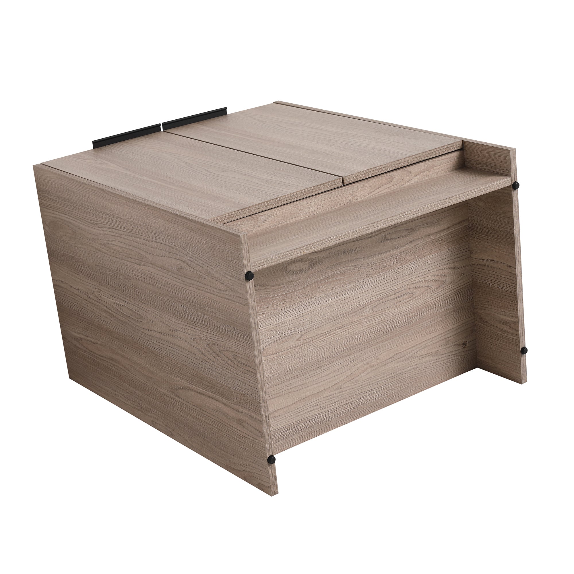24 in. Plywood Freestanding Bathroom Vanity Set in White Oak with Integrated Ceramic Sink