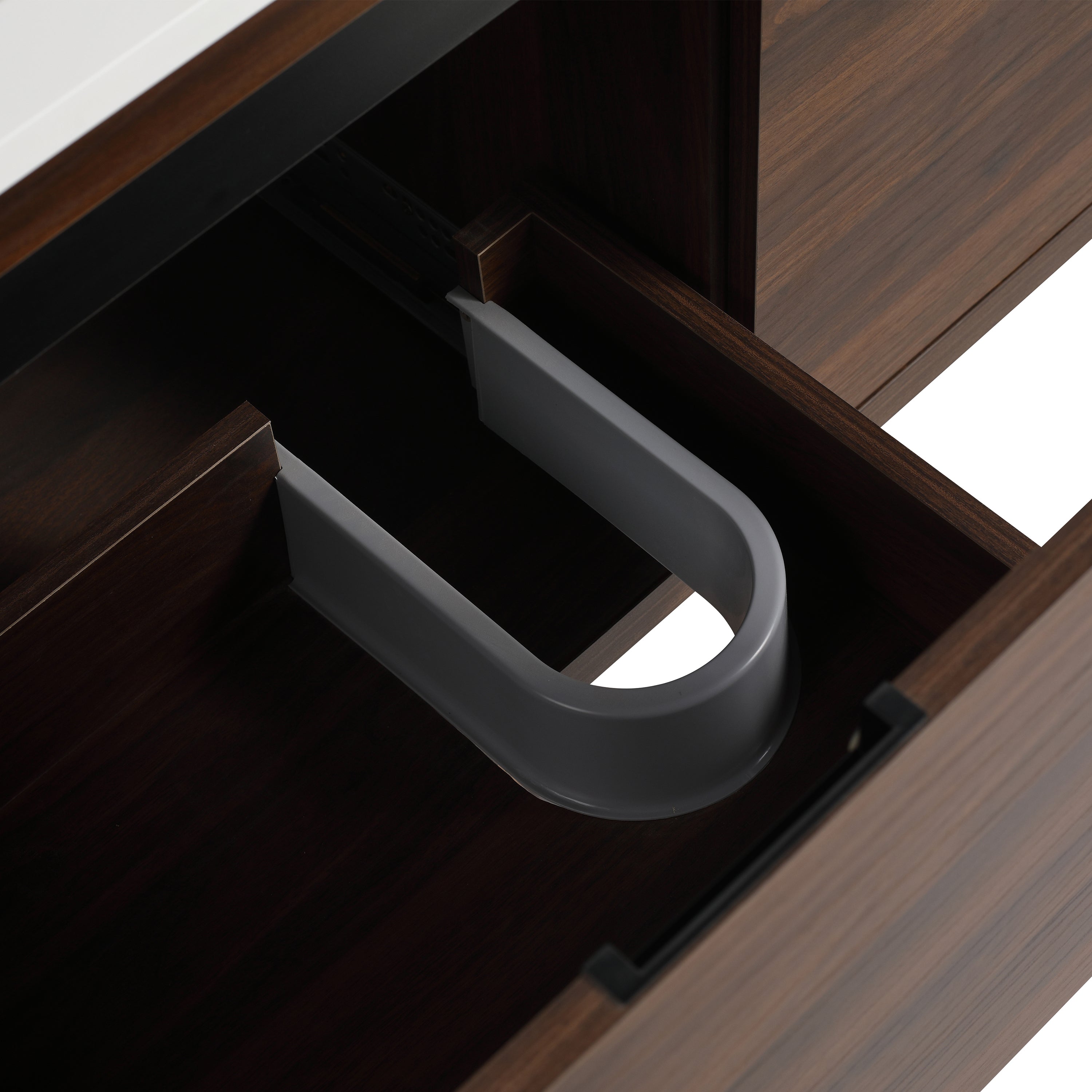 36 in. Plywood Wall Mounted Bathroom Vanity Set in California Walnut with Integrated Ceramic Sink