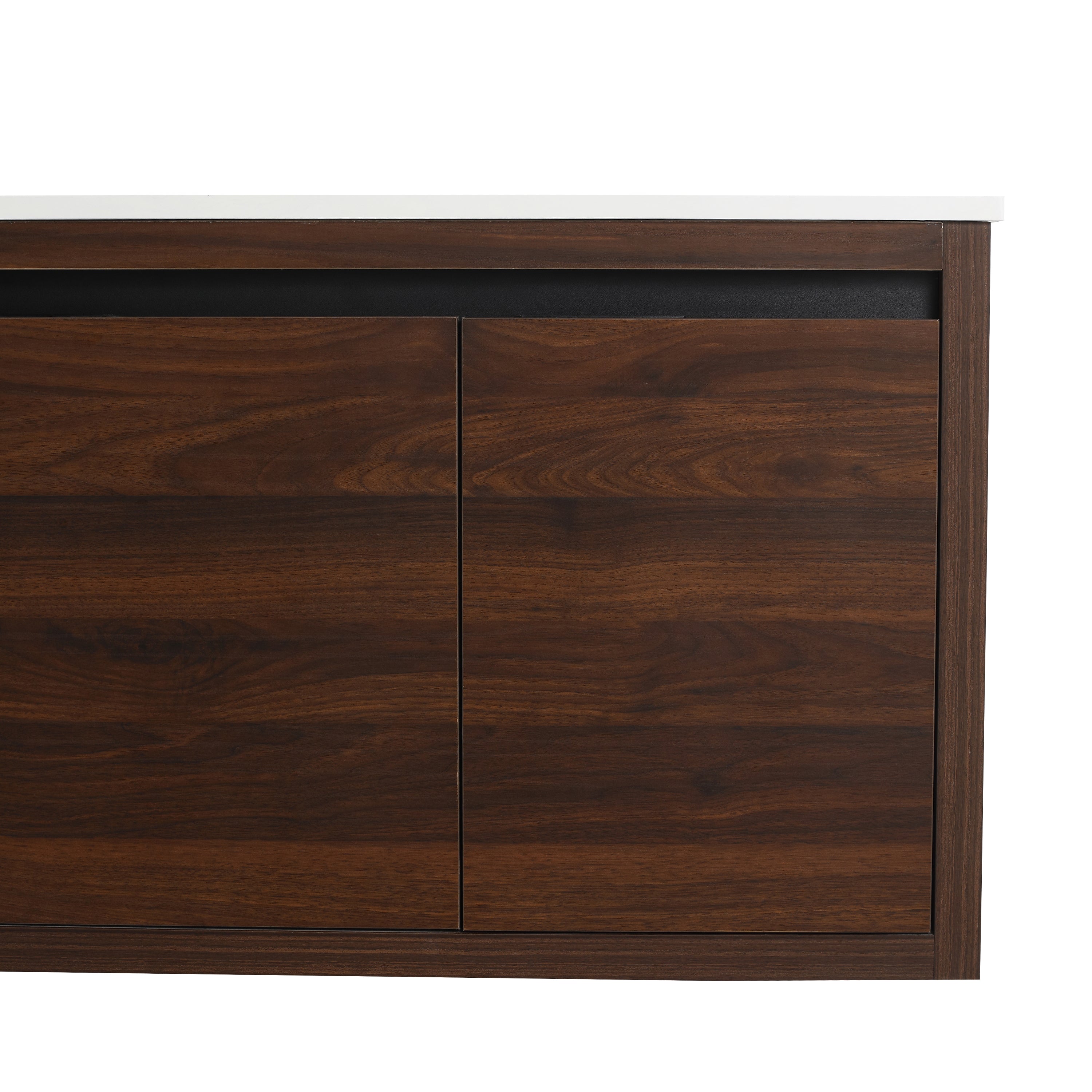36 in. Plywood Wall Mounted Bathroom Vanity Set in California Walnut with Integrated Ceramic Sink