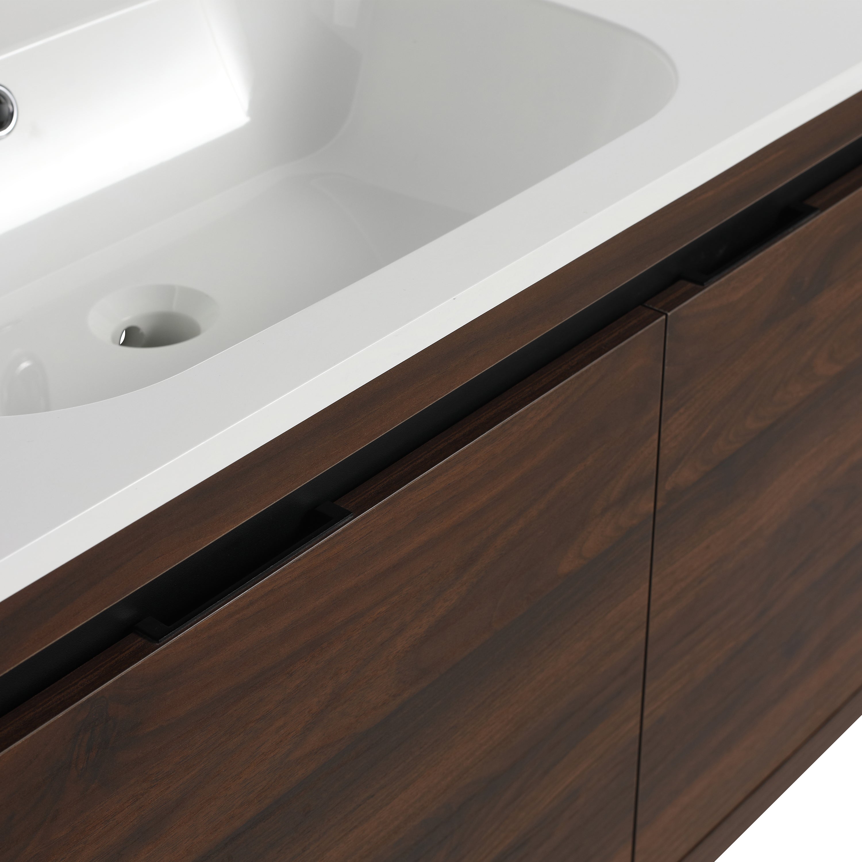 36 in. Plywood Wall Mounted Bathroom Vanity Set in California Walnut with Integrated Ceramic Sink