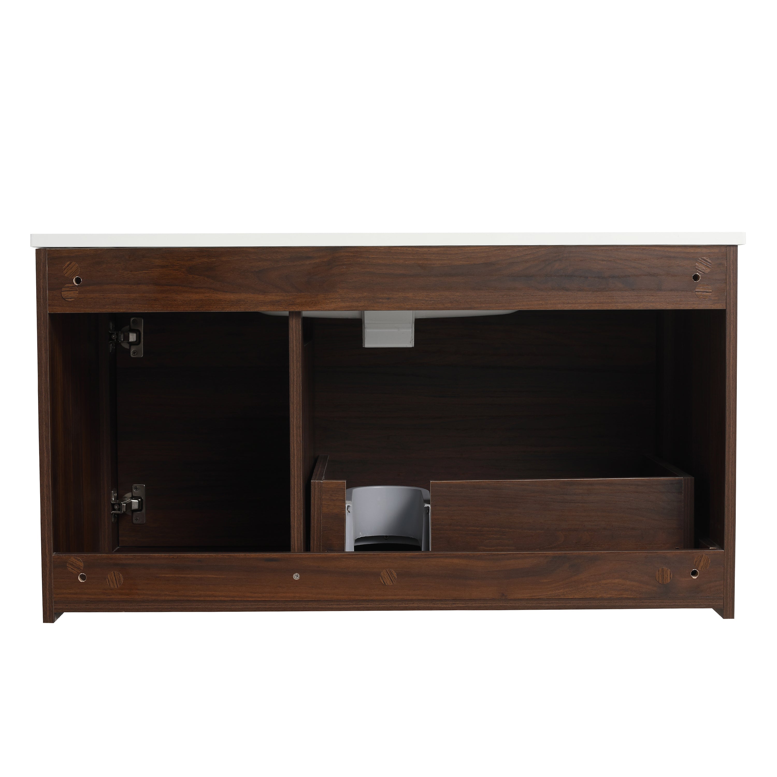 36 in. Plywood Wall Mounted Bathroom Vanity Set in California Walnut with Integrated Ceramic Sink