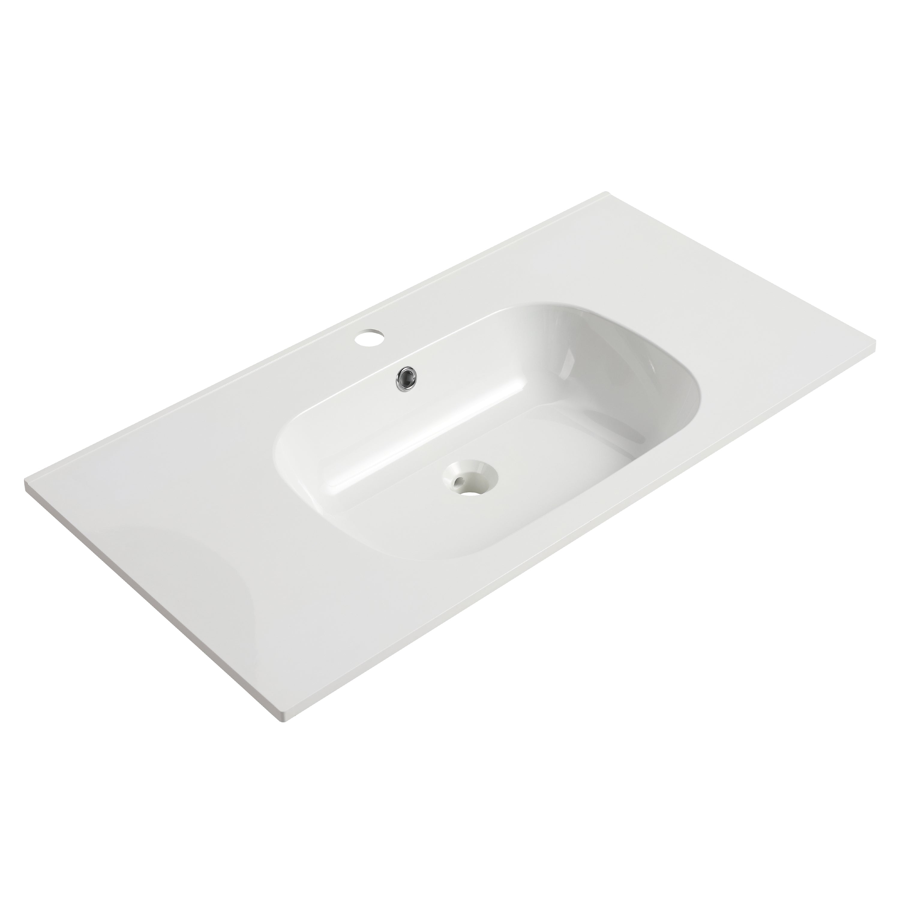 36 in. Plywood Wall Mounted Bathroom Vanity Set in California Walnut with Integrated Ceramic Sink