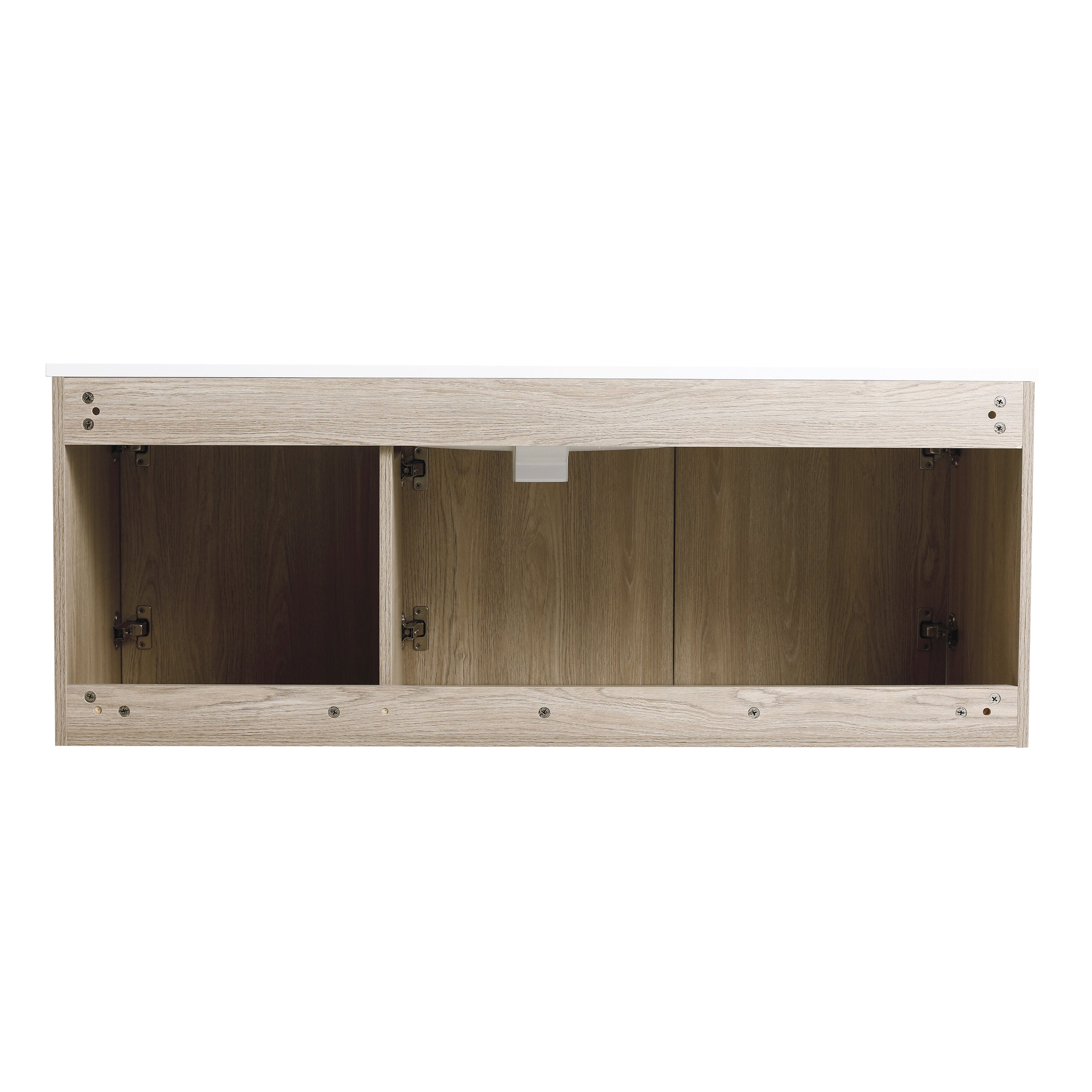 24 in. Plywood Wall Mounted Bathroom Vanity Set in White Oak with Integrated Ceramic