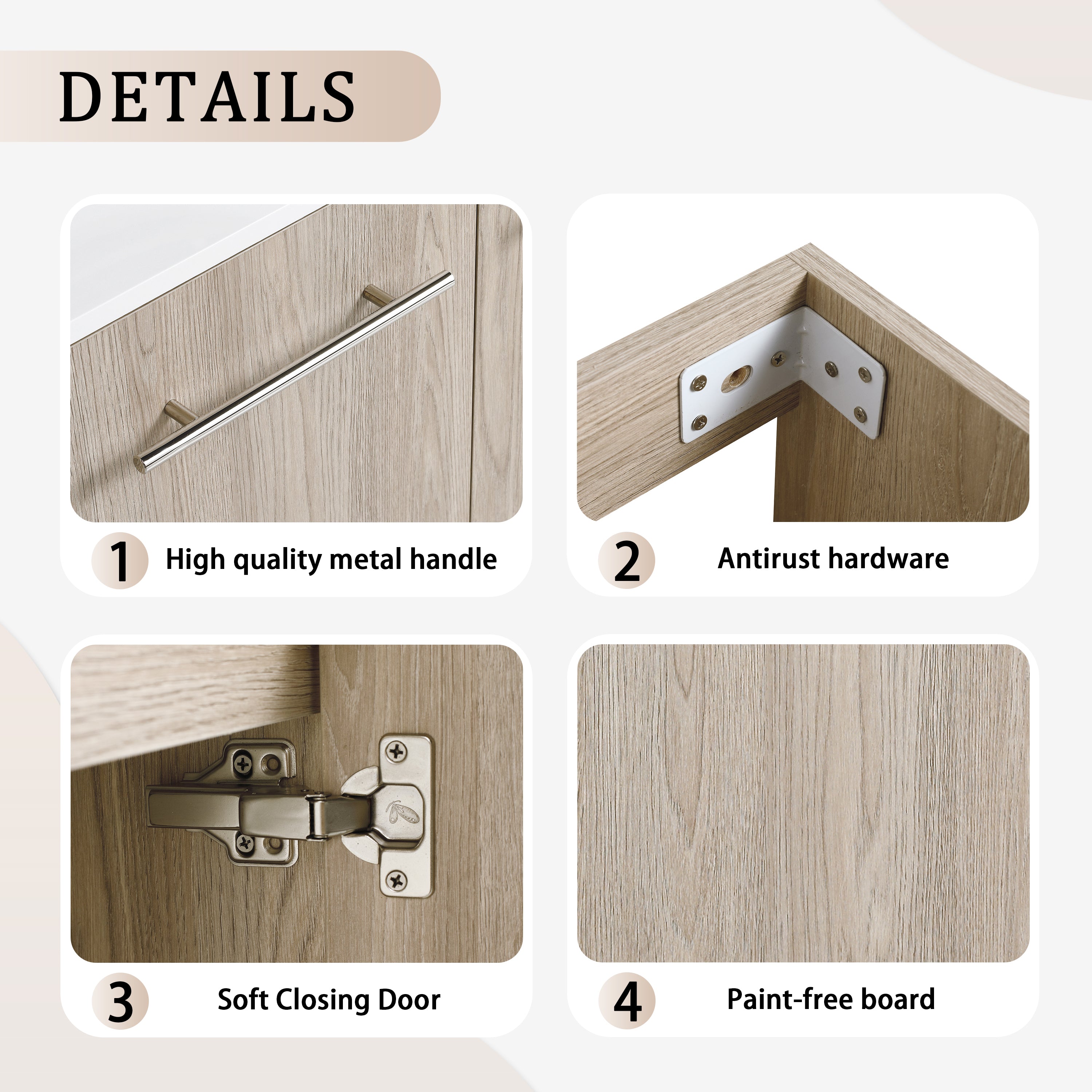 24 in. Plywood Wall Mounted Bathroom Vanity Set in White Oak with Integrated Ceramic