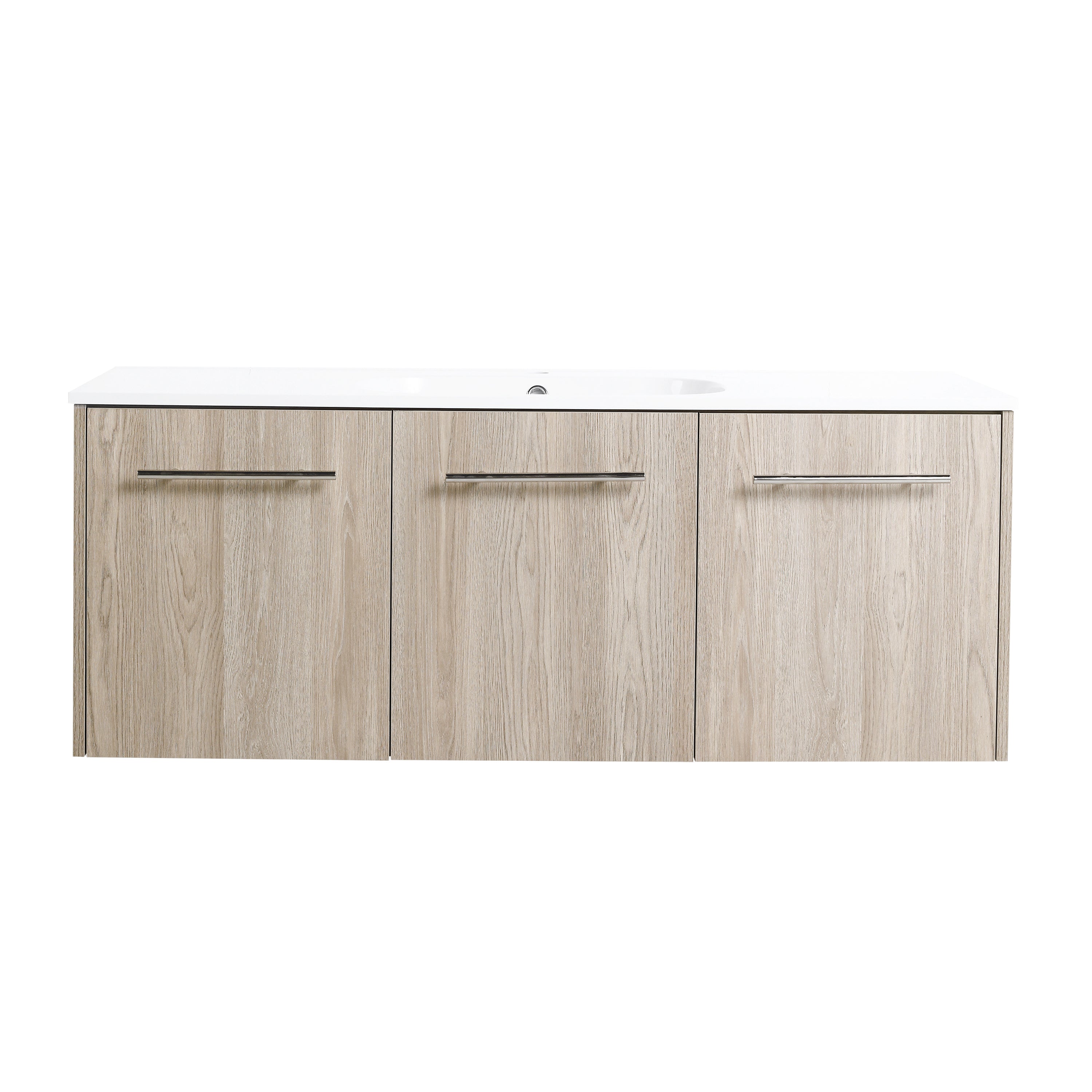 24 in. Plywood Wall Mounted Bathroom Vanity Set in White Oak with Integrated Ceramic