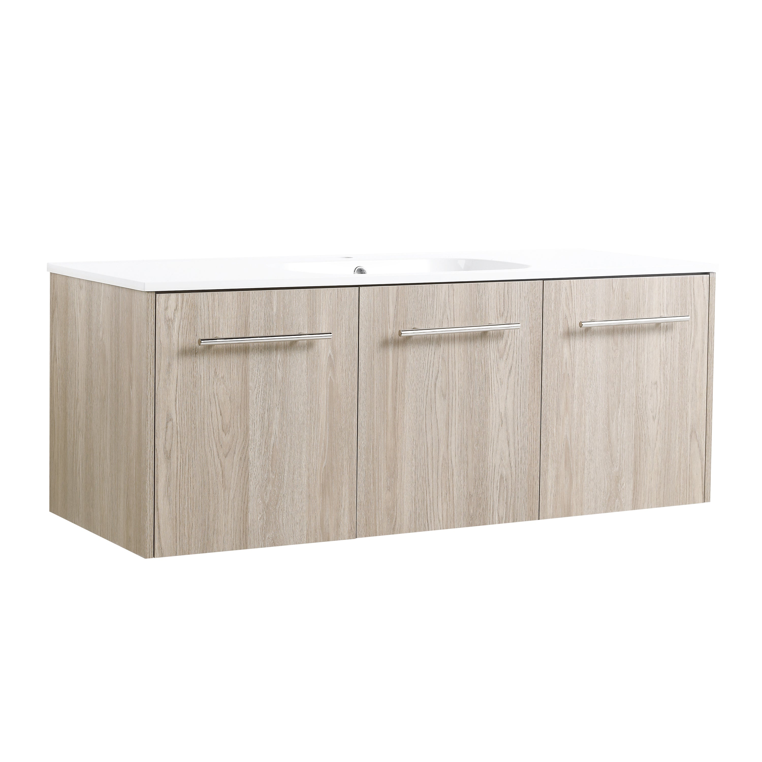 24 in. Plywood Wall Mounted Bathroom Vanity Set in White Oak with Integrated Ceramic