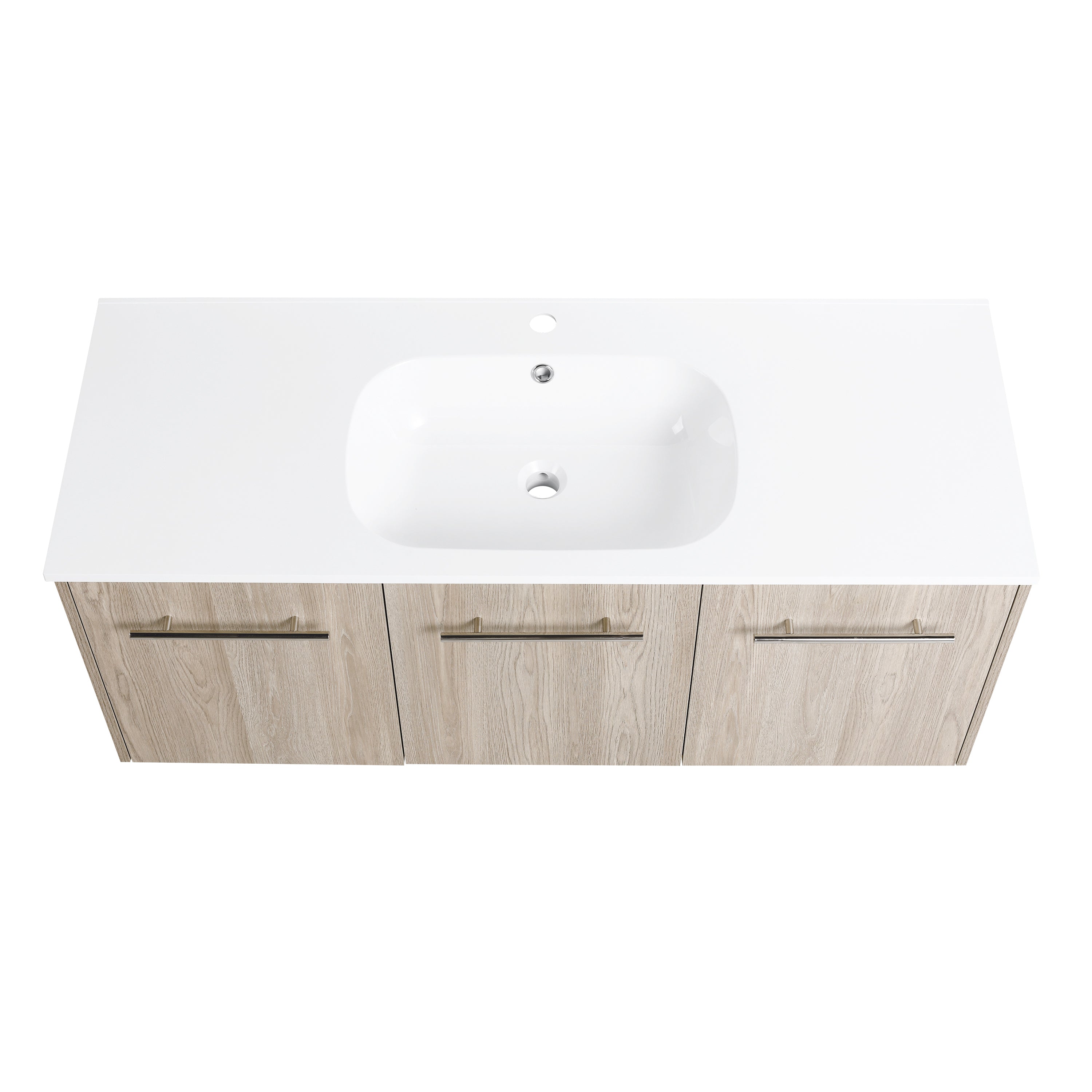 24 in. Plywood Wall Mounted Bathroom Vanity Set in White Oak with Integrated Ceramic