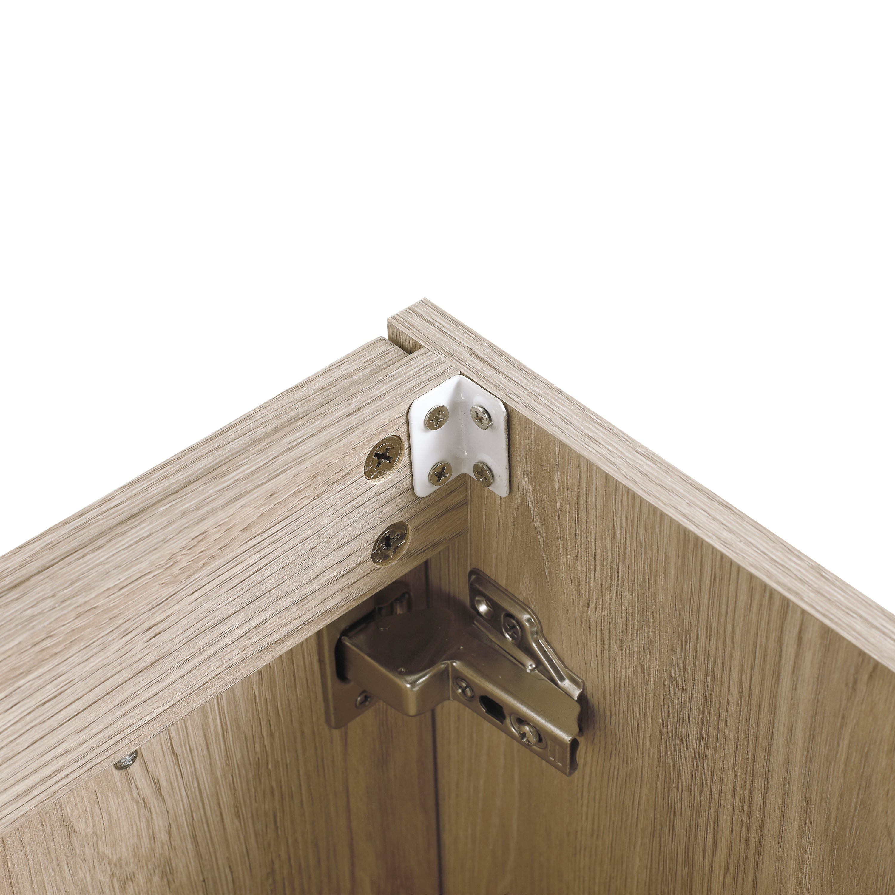 24 in. Plywood Wall Mounted Bathroom Vanity Set in White Oak with Integrated Ceramic
