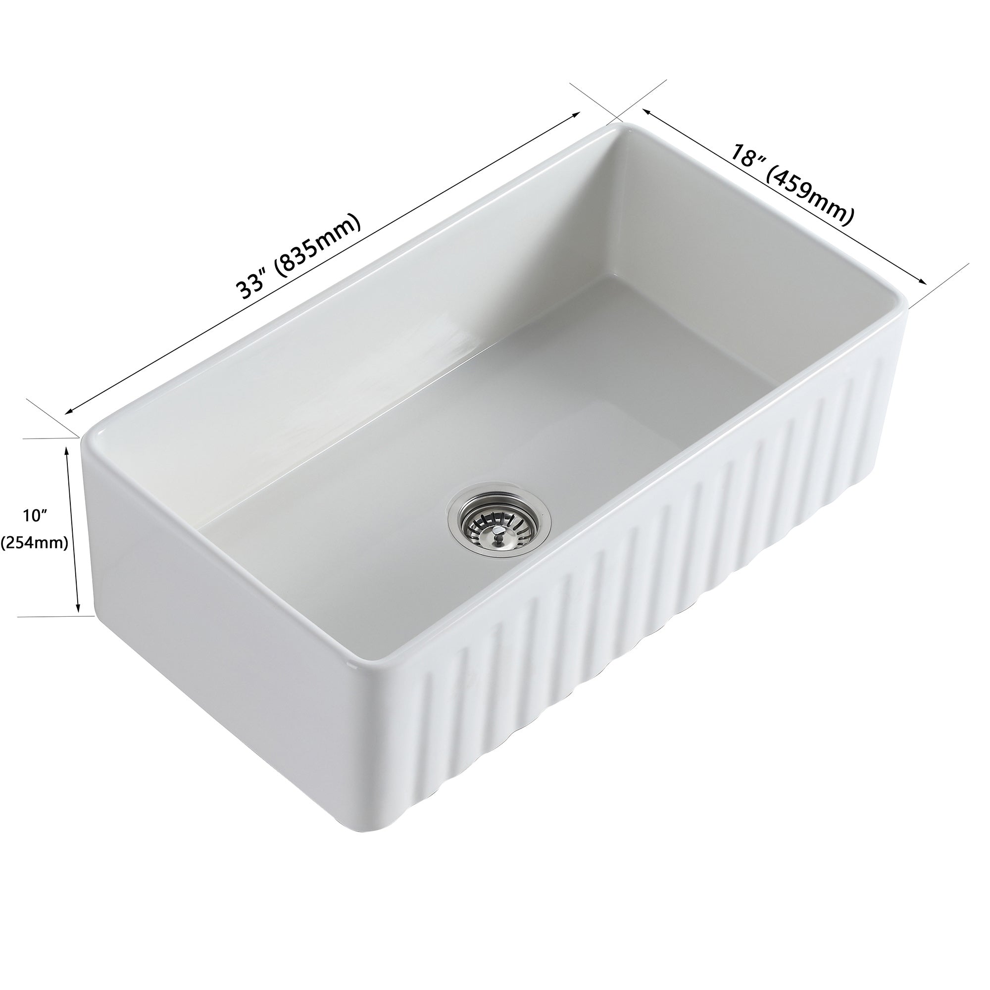 White Fireclay 33 in. Single Bowl Farmhouse Apron Kitchen Sink with Accessories