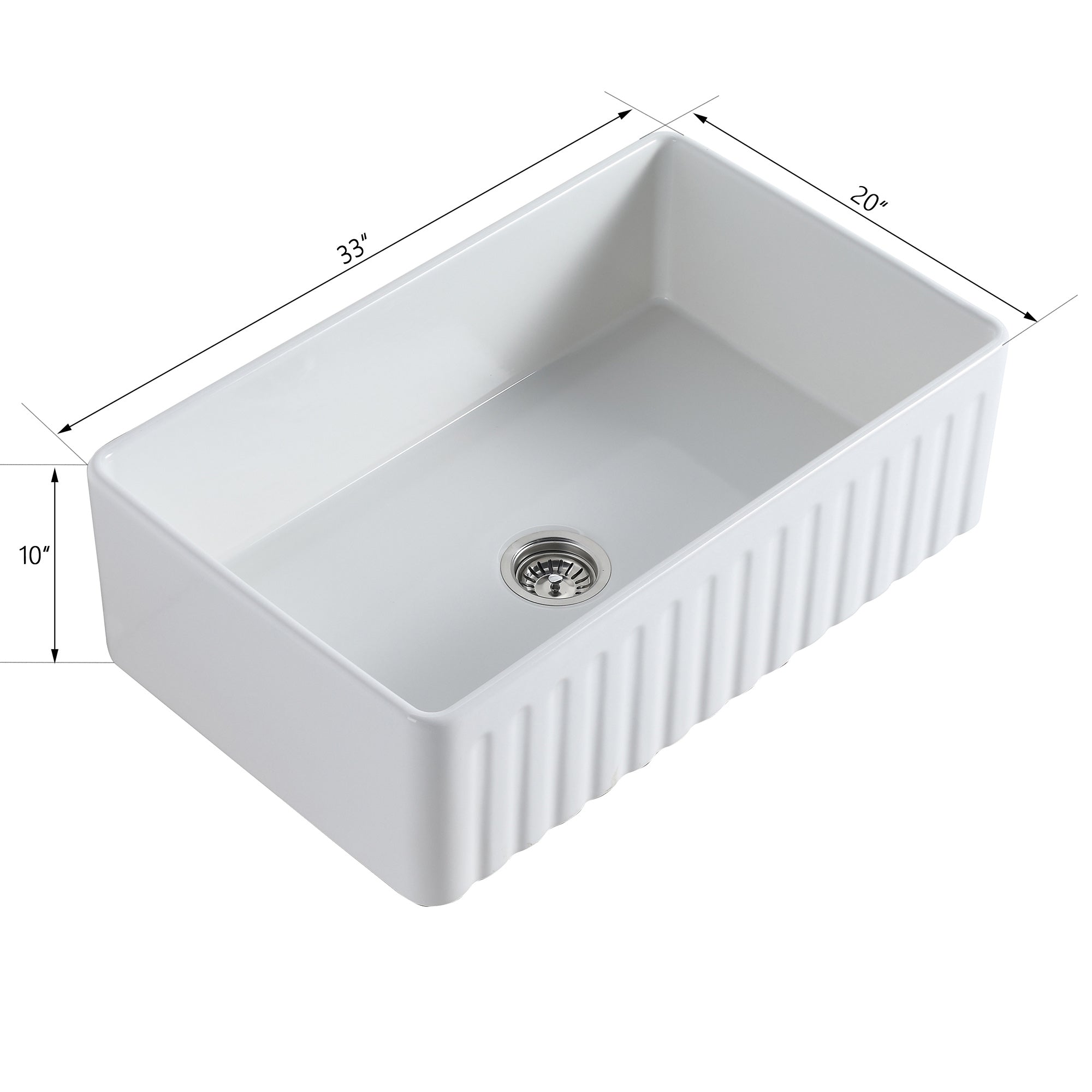 White Fireclay 33 in. Single Bowl Farmhouse Apron Kitchen Sink with Accessories