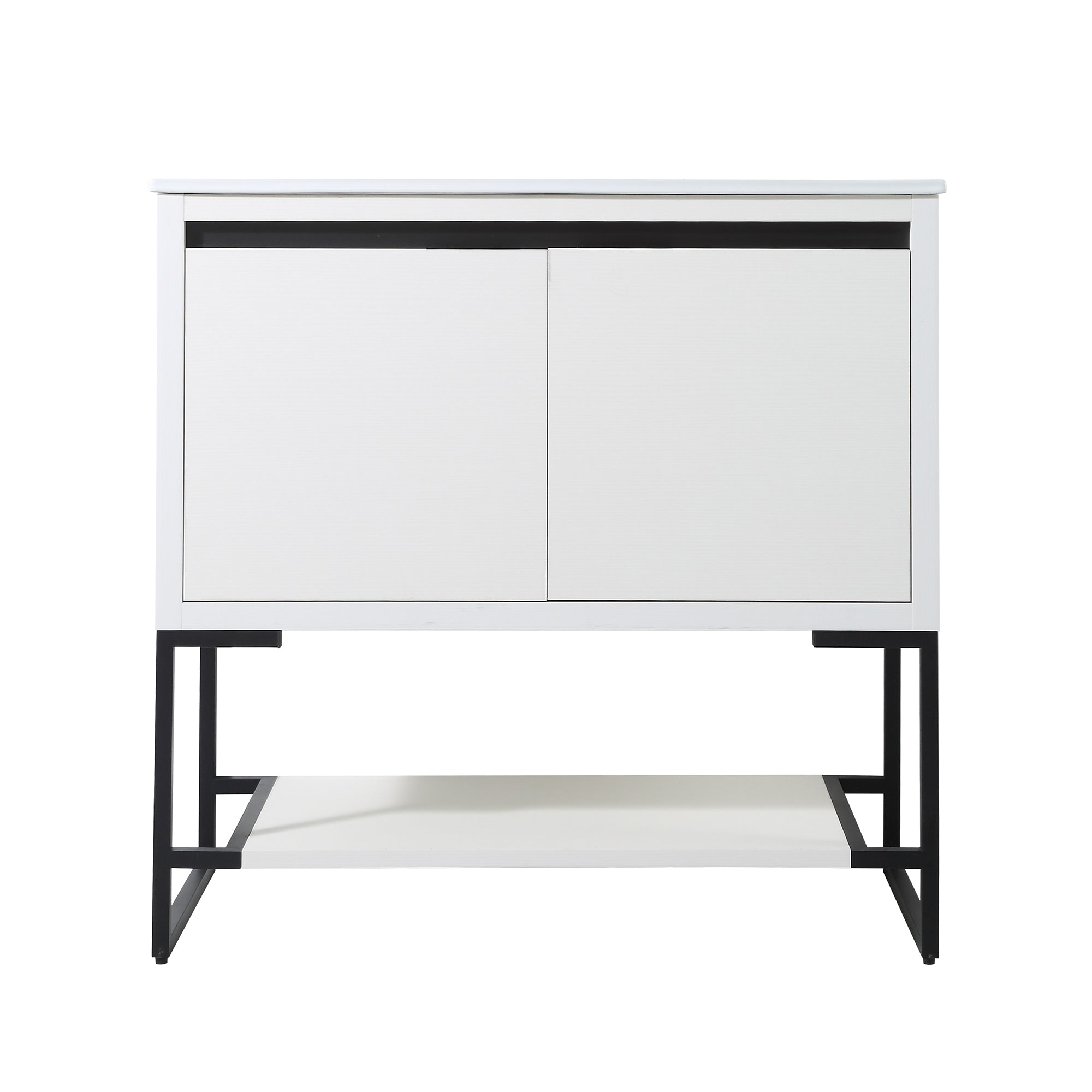 36 in. W x 18 in. D x 35 in. H Bath Vanity Set in White with Cultured Marble Vanity Top in White with White Basin
