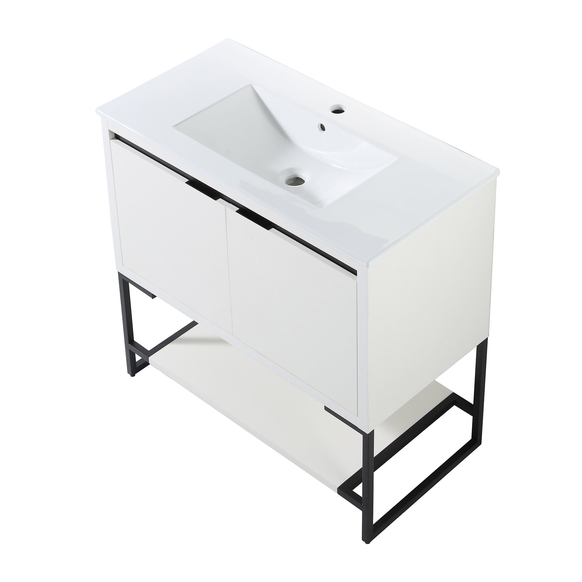 36 in. W x 18 in. D x 35 in. H Bath Vanity Set in White with Cultured Marble Vanity Top in White with White Basin