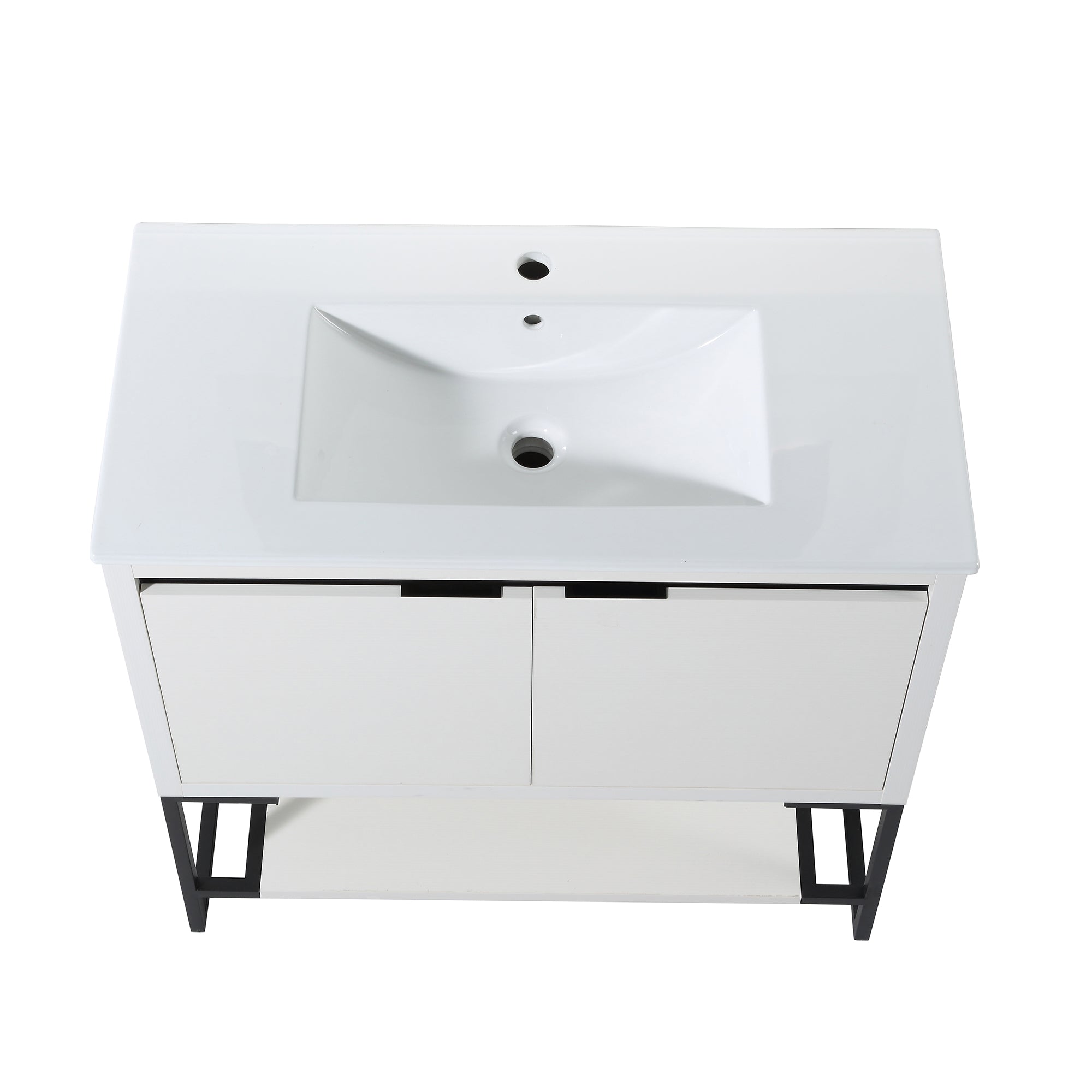 36 in. W x 18 in. D x 35 in. H Bath Vanity Set in White with Cultured Marble Vanity Top in White with White Basin
