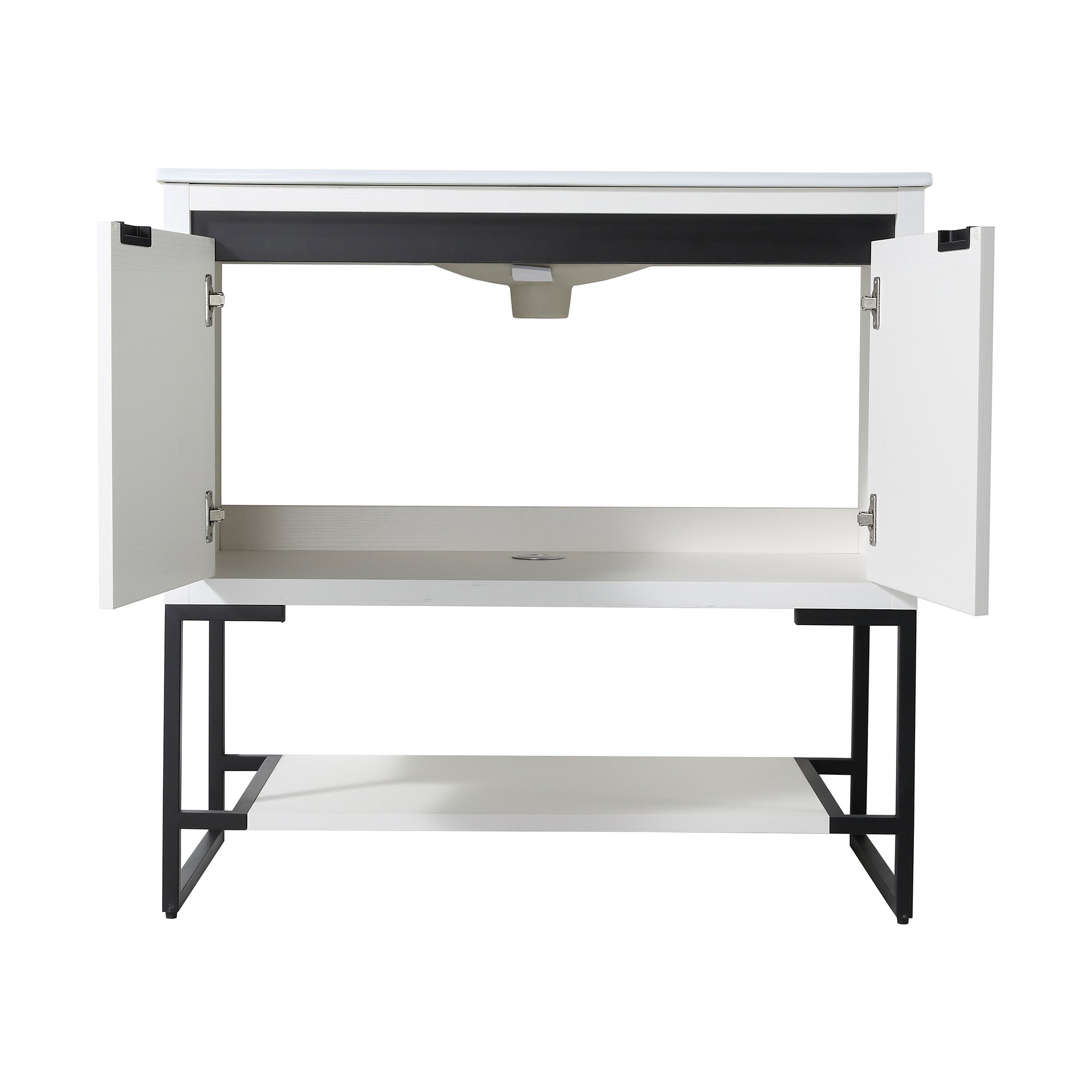 36 in. W x 18 in. D x 35 in. H Bath Vanity Set in White with Cultured Marble Vanity Top in White with White Basin
