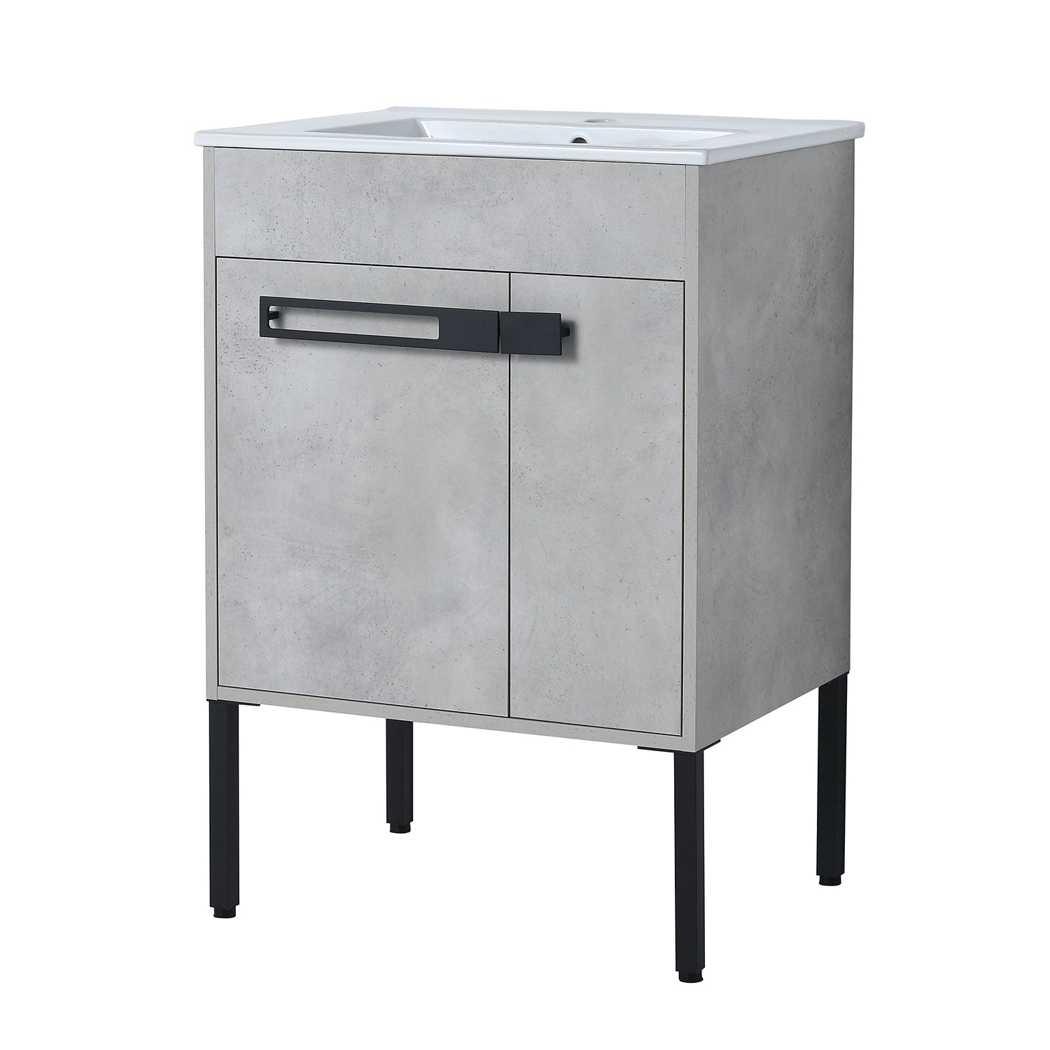 24 in. W x 18 in. D x 34 in. H Bath Vanity Set in Cement Grey with Ceramic Vanity Top in White with White Basin