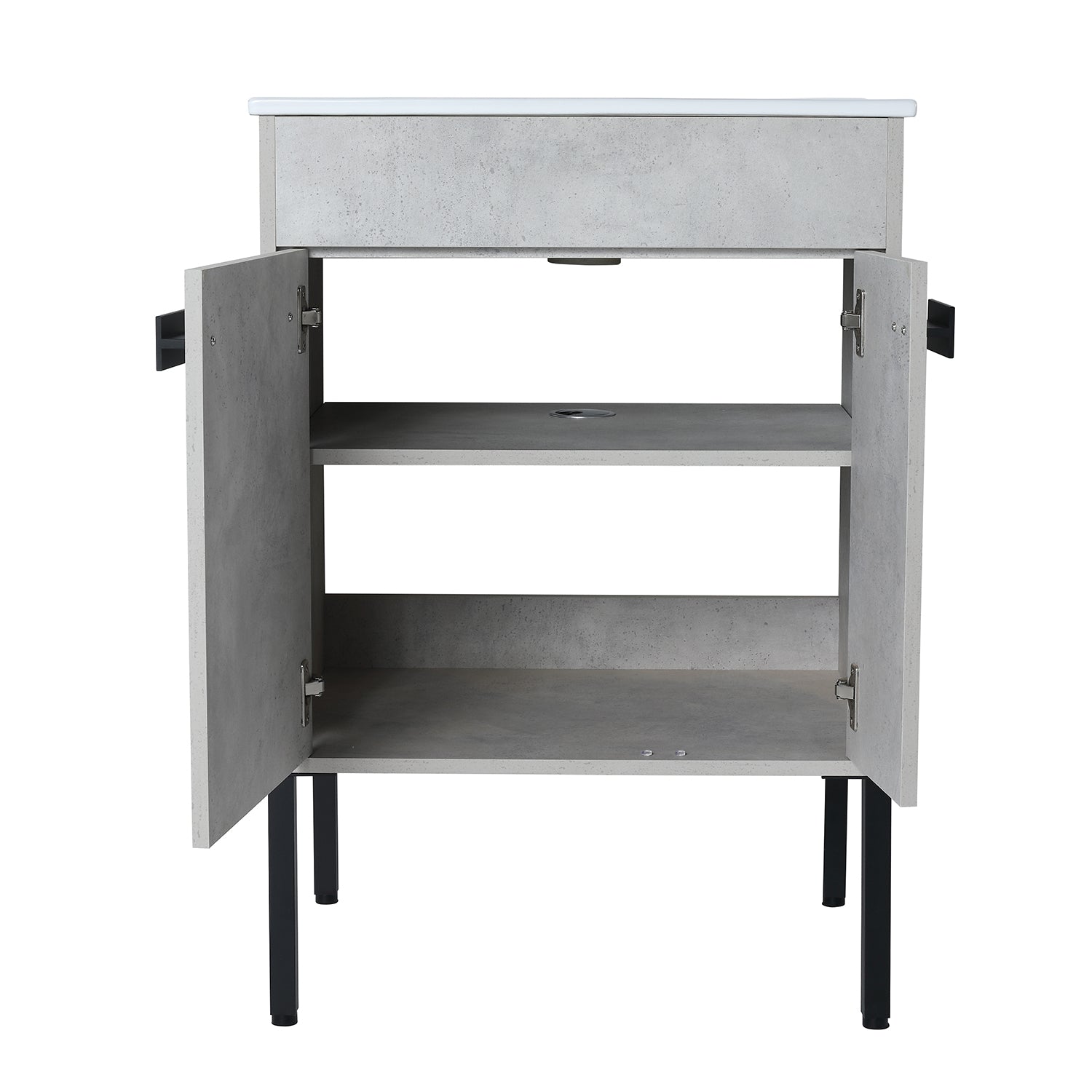 24 in. W x 18 in. D x 34 in. H Bath Vanity Set in Cement Grey with Ceramic Vanity Top in White with White Basin