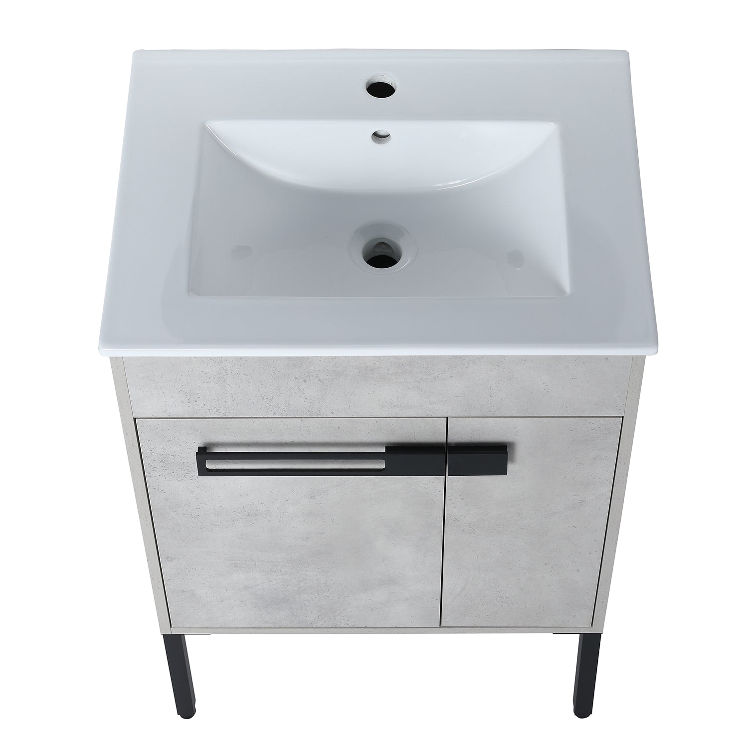 24 in. W x 18 in. D x 34 in. H Bath Vanity Set in Cement Grey with Ceramic Vanity Top in White with White Basin