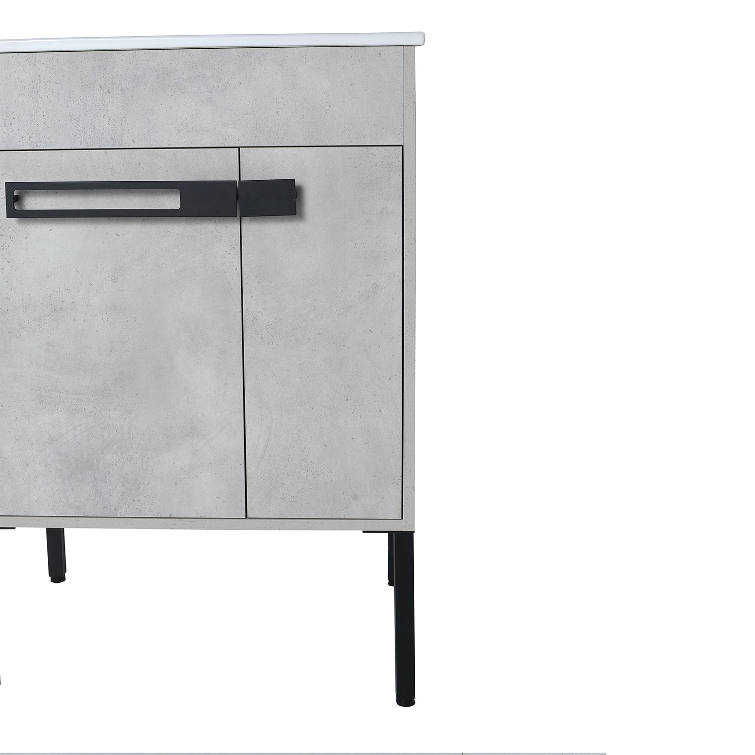 24 in. W x 18 in. D x 34 in. H Bath Vanity Set in Cement Grey with Ceramic Vanity Top in White with White Basin