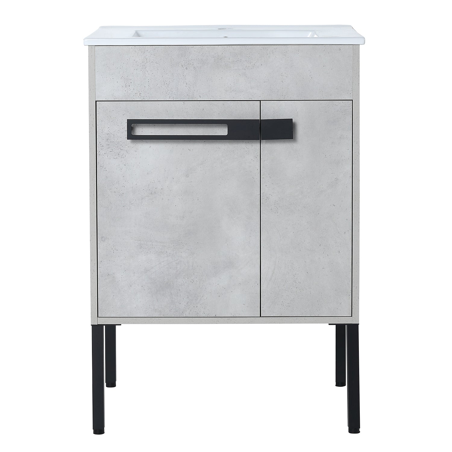 24 in. W x 18 in. D x 34 in. H Bath Vanity Set in Cement Grey with Ceramic Vanity Top in White with White Basin