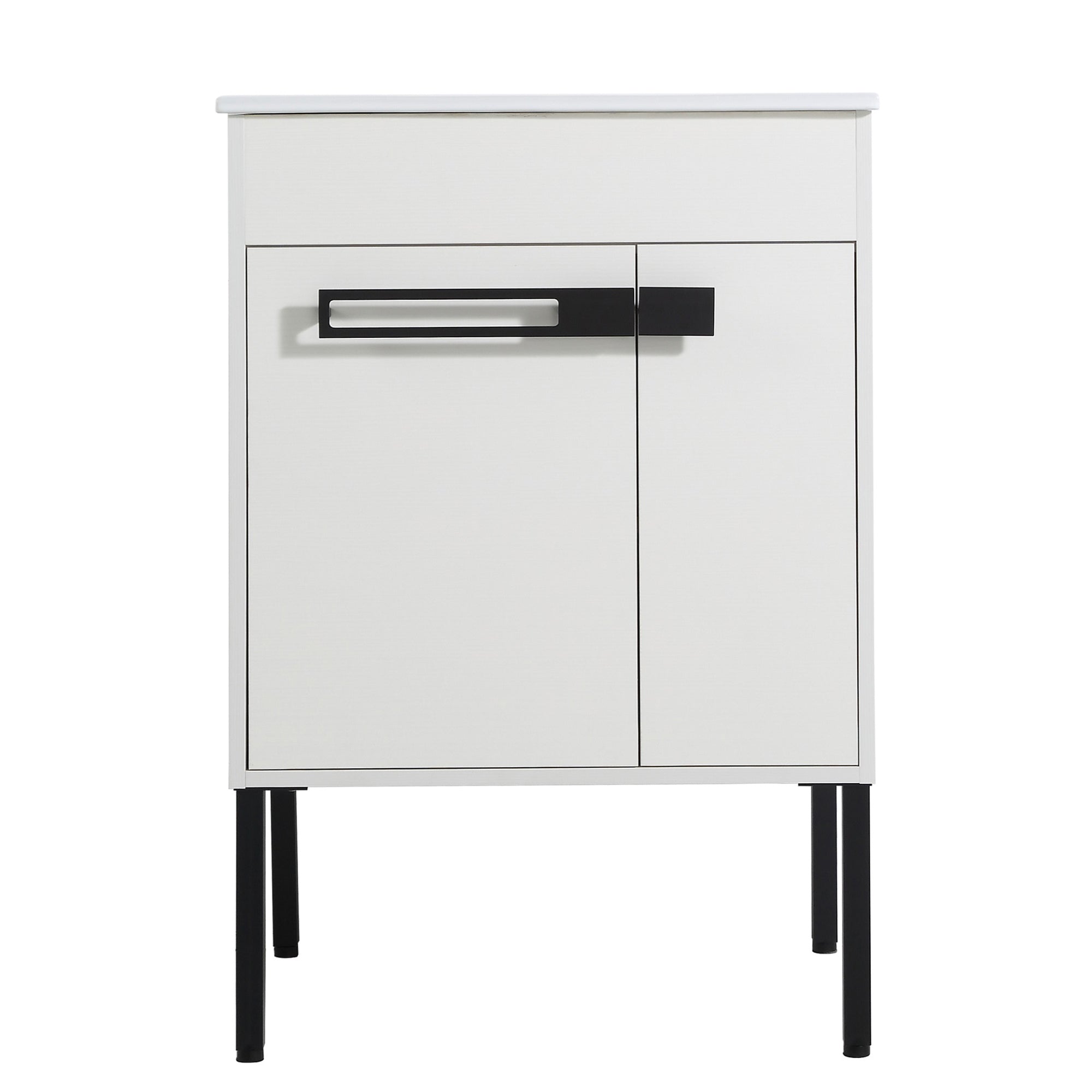 24 in. W x 18 in. D x 35 in. H Bath Vanity Set in White with Cultured Marble Vanity Top in White with White Basin