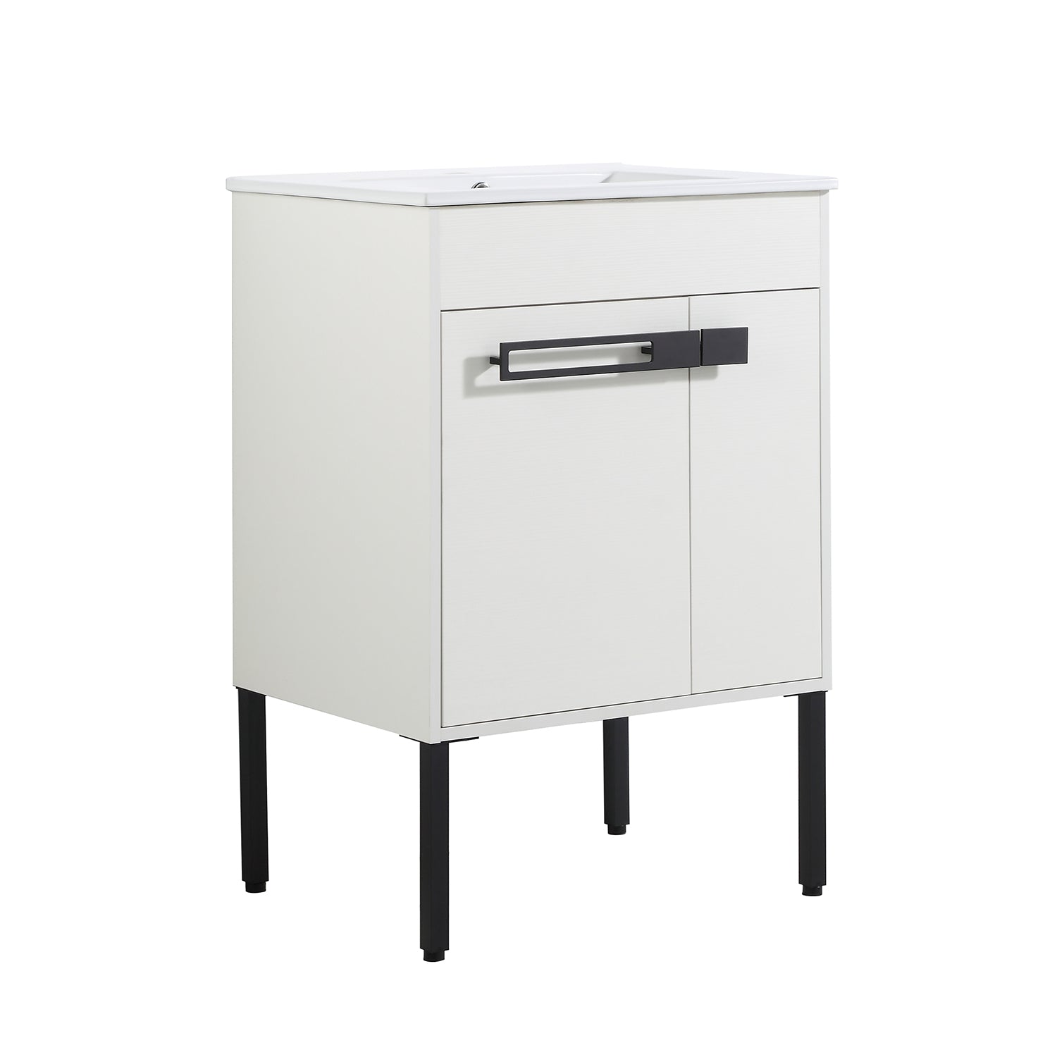 24 in. W x 18 in. D x 35 in. H Bath Vanity Set in White with Cultured Marble Vanity Top in White with White Basin
