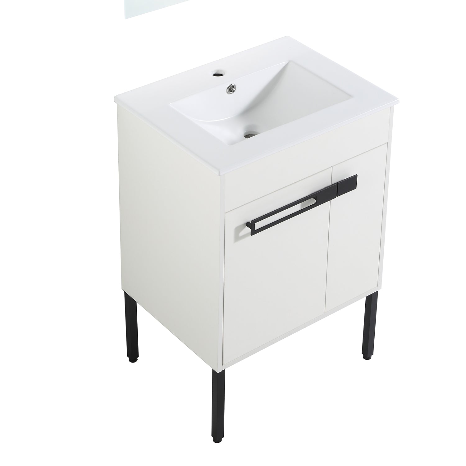 24 in. W x 18 in. D x 35 in. H Bath Vanity Set in White with Cultured Marble Vanity Top in White with White Basin