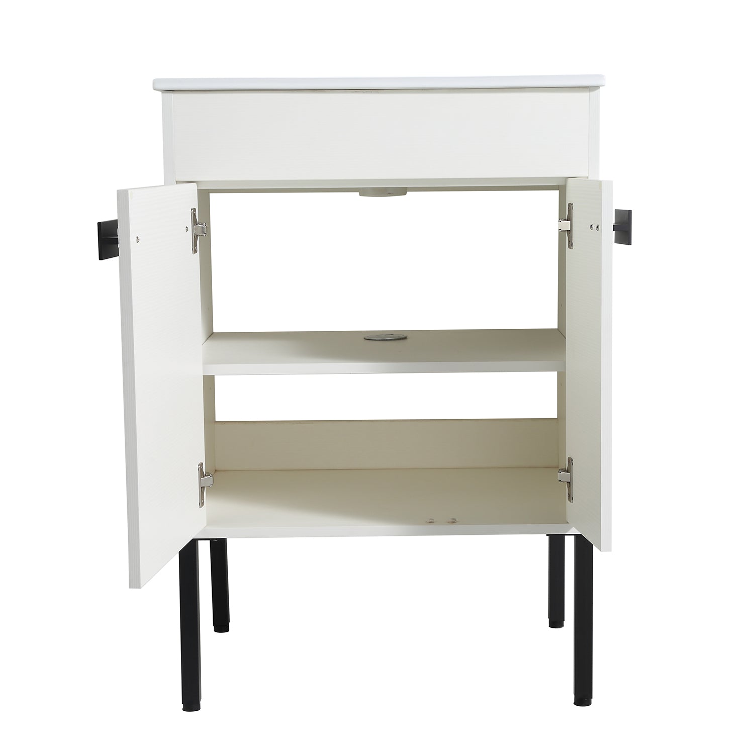 24 in. W x 18 in. D x 35 in. H Bath Vanity Set in White with Cultured Marble Vanity Top in White with White Basin