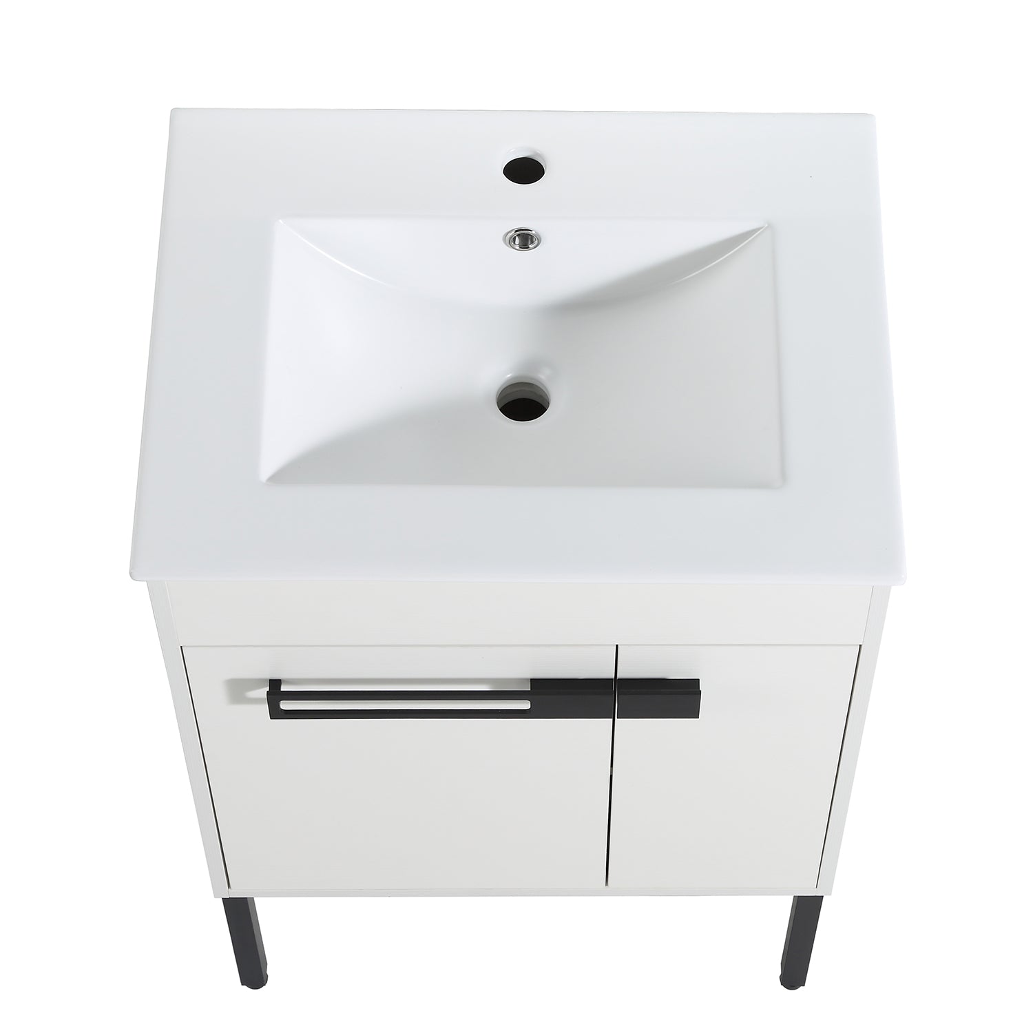 24 in. W x 18 in. D x 35 in. H Bath Vanity Set in White with Cultured Marble Vanity Top in White with White Basin